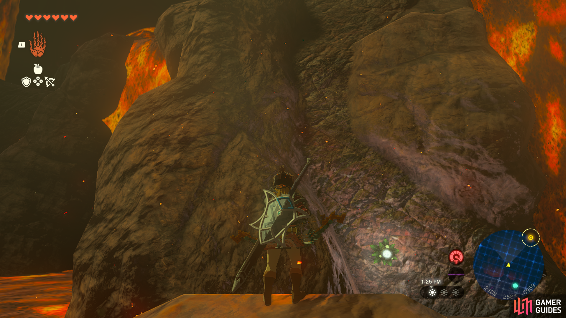 Use a Brightbloom Seed on the cliff near the Zonai car and climb up.