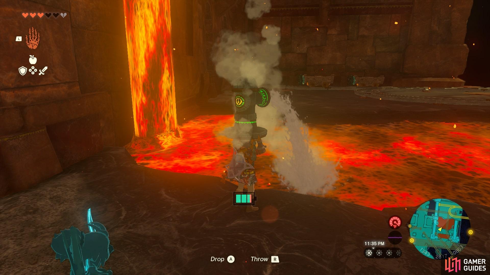 Use Hydrants to make rocks out of lava.