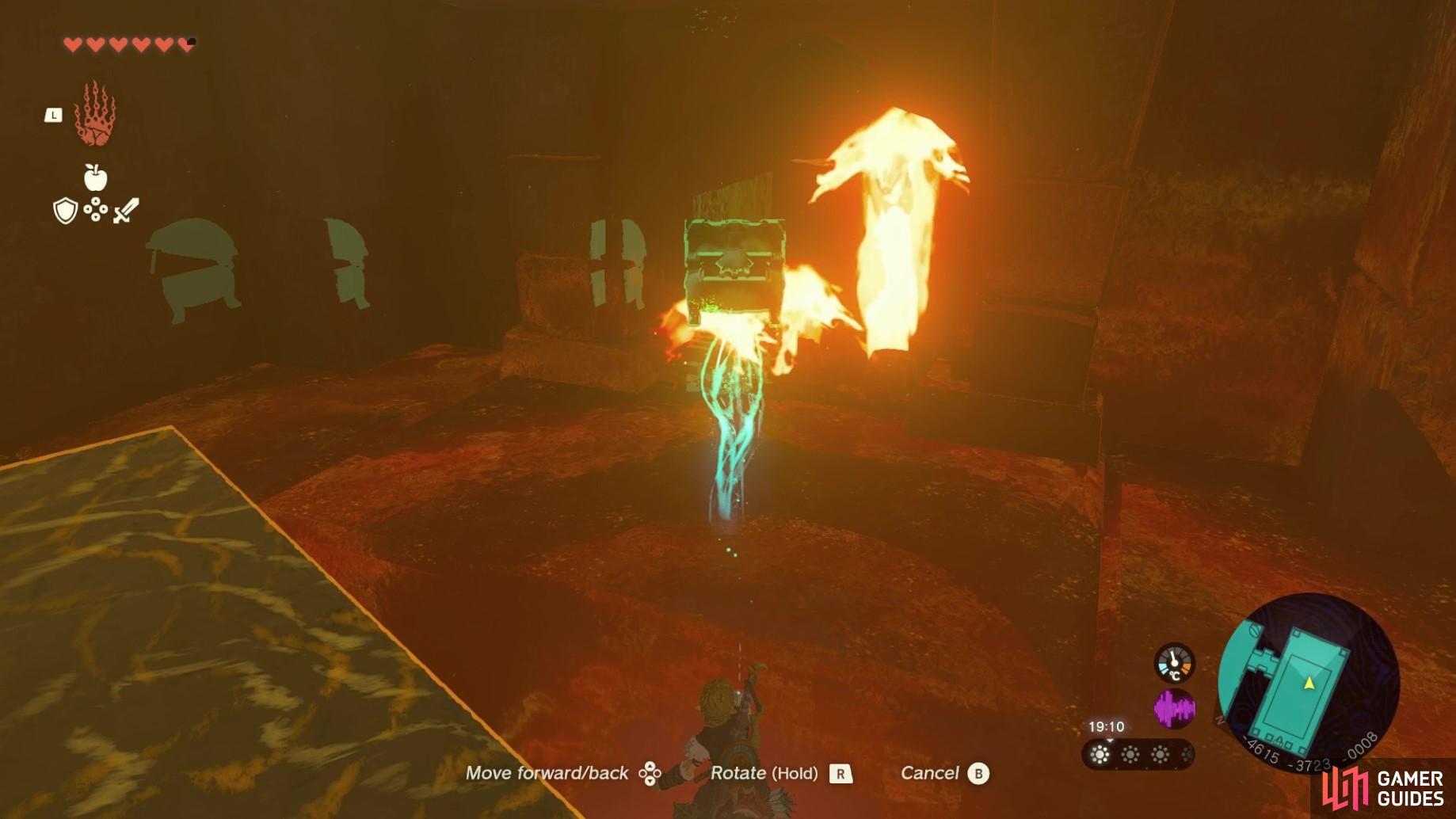 Place the chest above the fire emitters