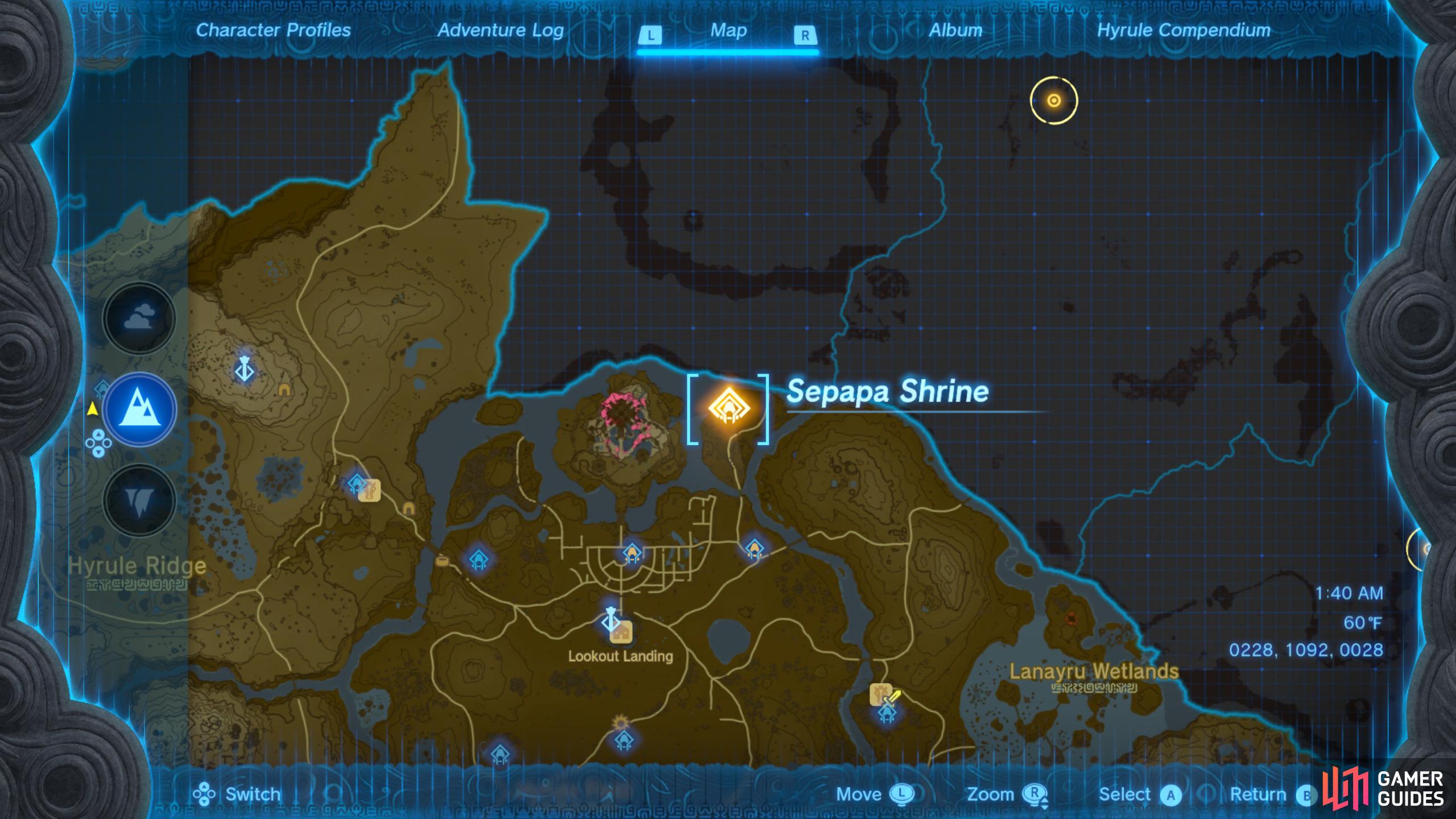 Head to this location on the map to find the Sepapa Shrine. 