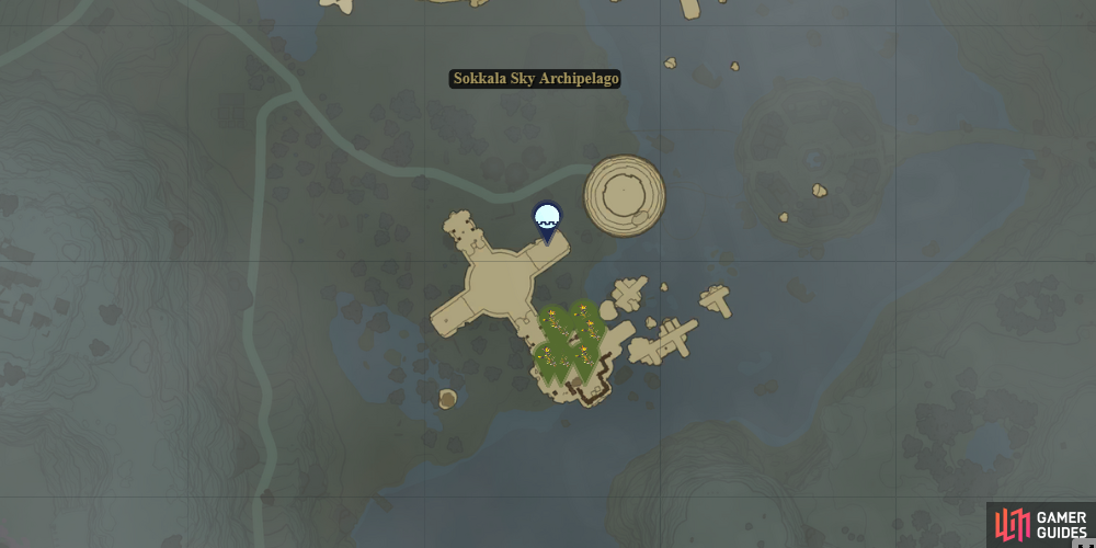 Sundelion locations on the sky islands above Tarrey Town.