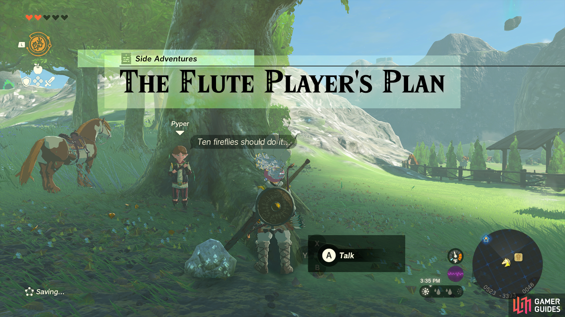 Starting the Flute Players Plan in The Legend of Zelda: Tears of The Kingdom.