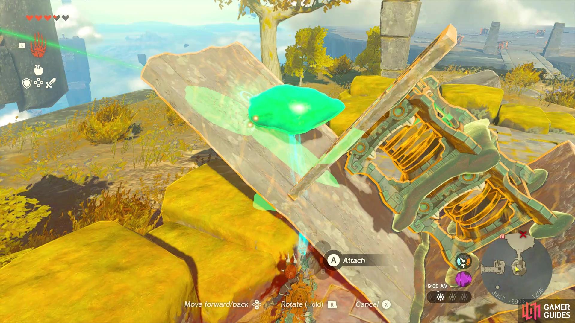 The spring contraption on the nearby island will help get the crystal over to the shrine