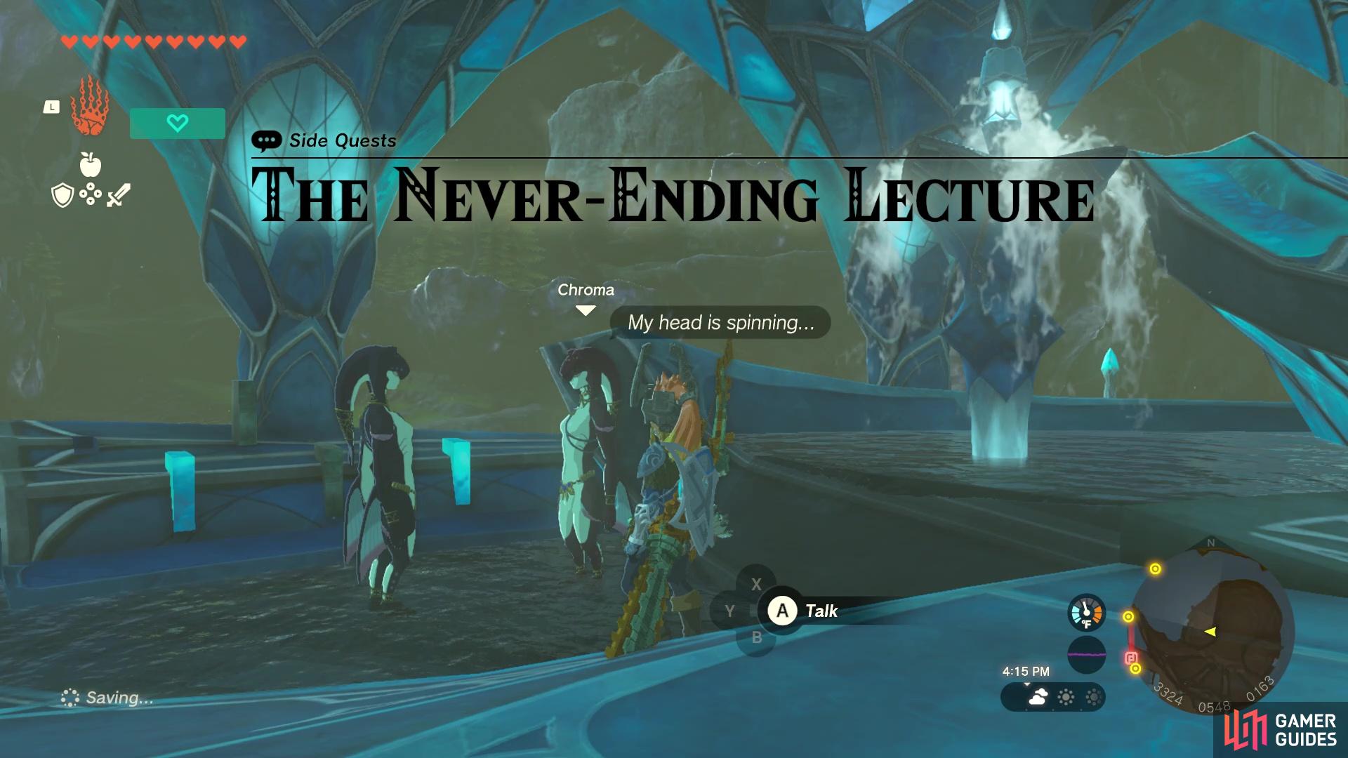 The Never-Ending Lecture Walkthrough - Zelda Tears of the Kingdom - Lanayru  - Side Quests, The Legend of Zelda: Tears of the Kingdom