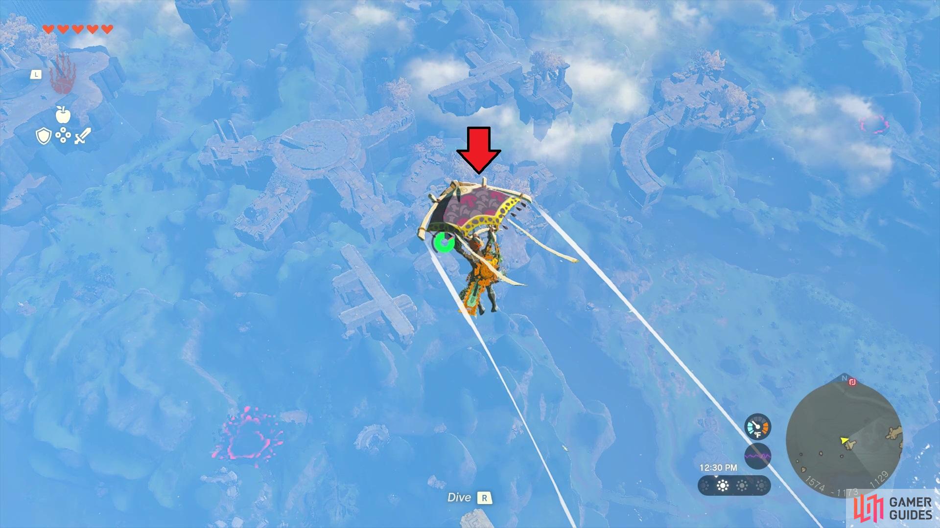 You will want to land on this island pointed out in the screenshot