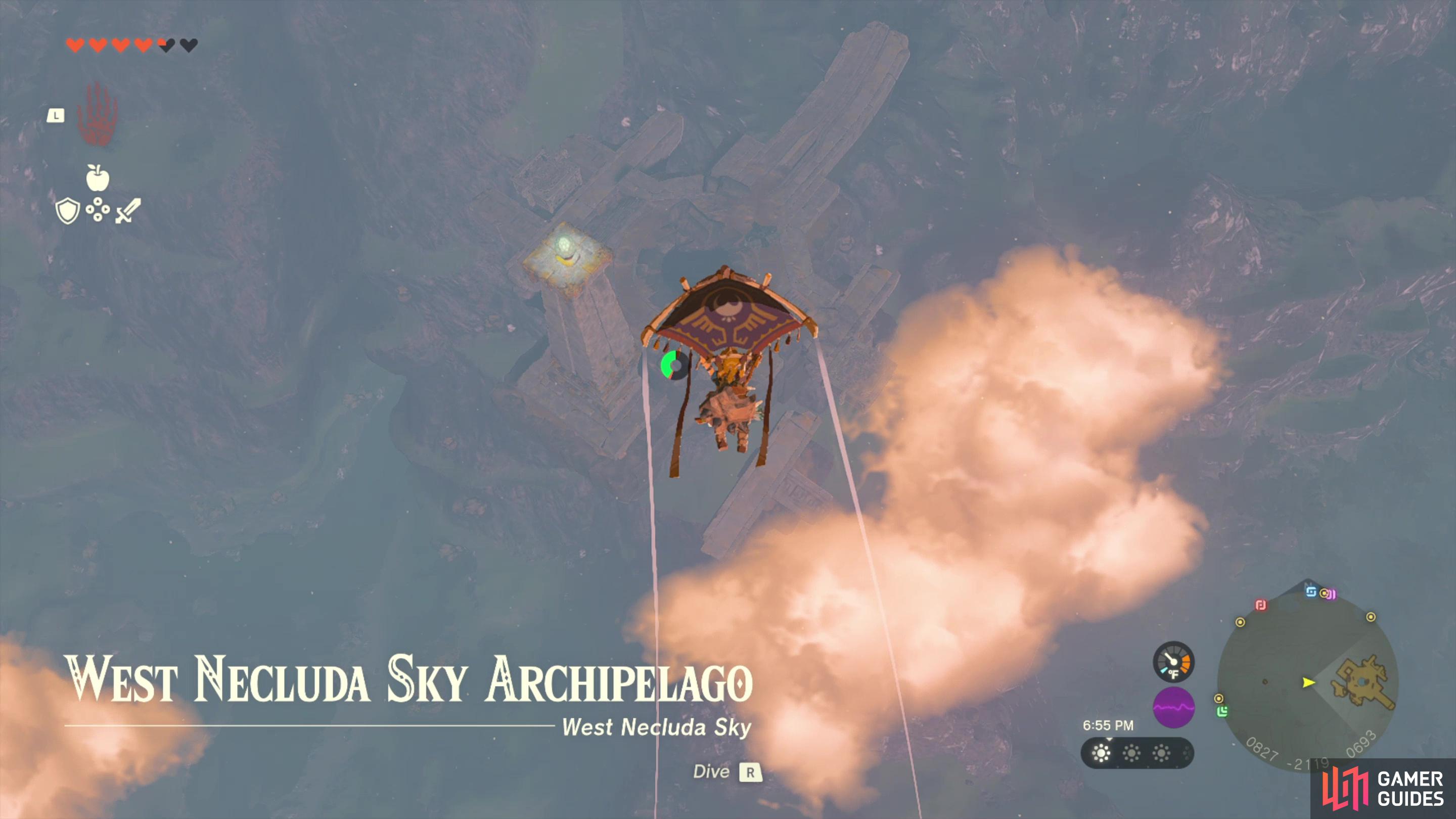 If you launch from the Popla Foothills Skyview Tower you can glide over to the West Necluda Sky Archipelago,