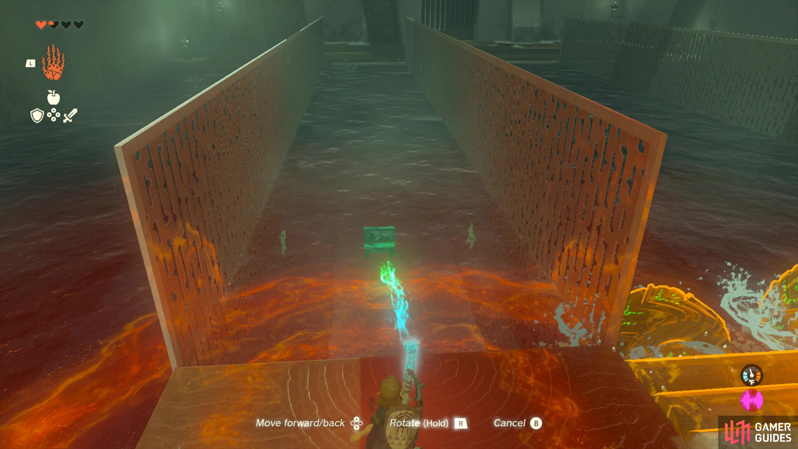 There is a chest hidden at the bottom of the water!