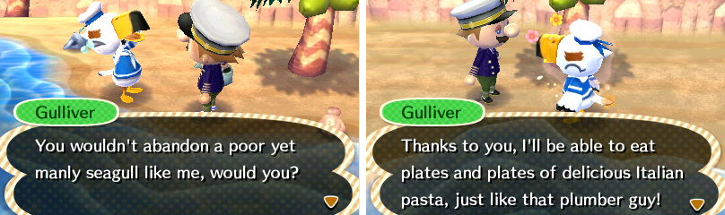 Your villagers may tell you if Gulliver washes up.
