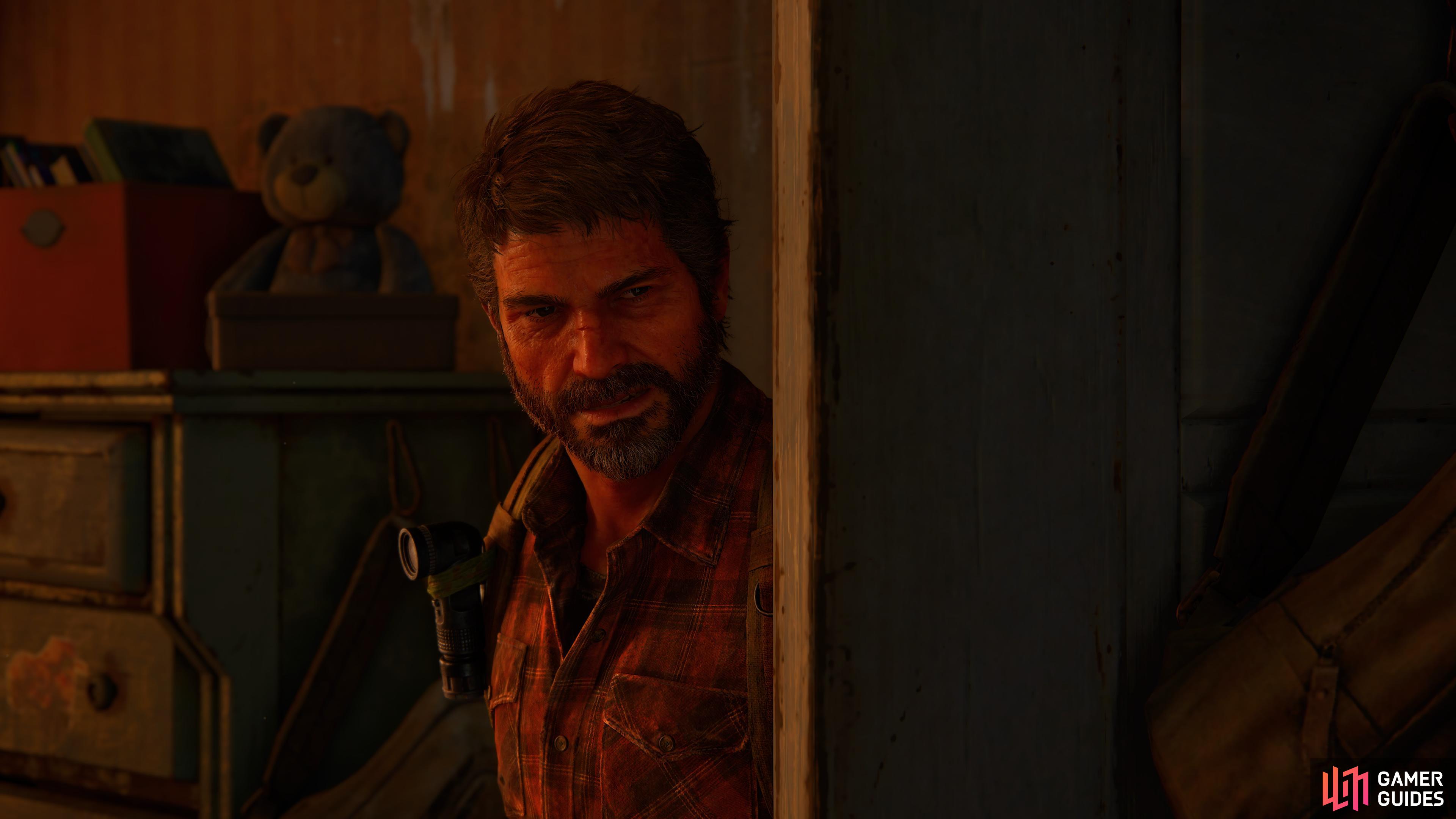 Joel finds Ellie hiding in the Ranch house.