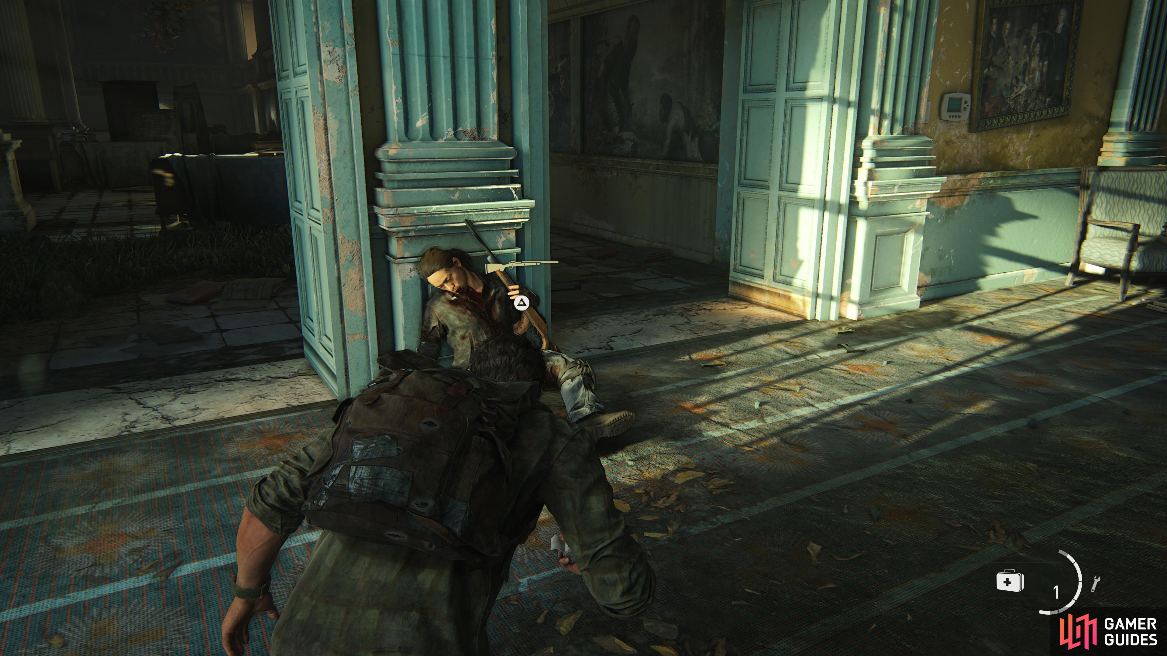 then work your way through the first couple rooms in the building to find the Hunting Rifle. 
