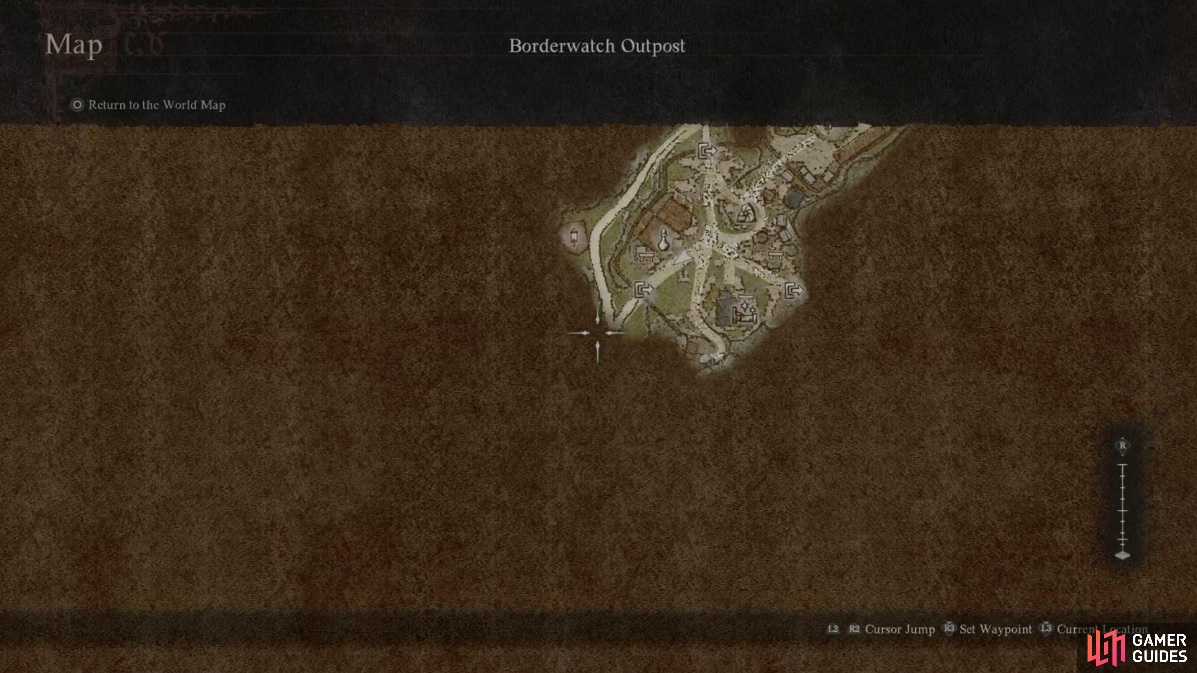 Head south from the Borderwatch Outpost to continue through the main questline.