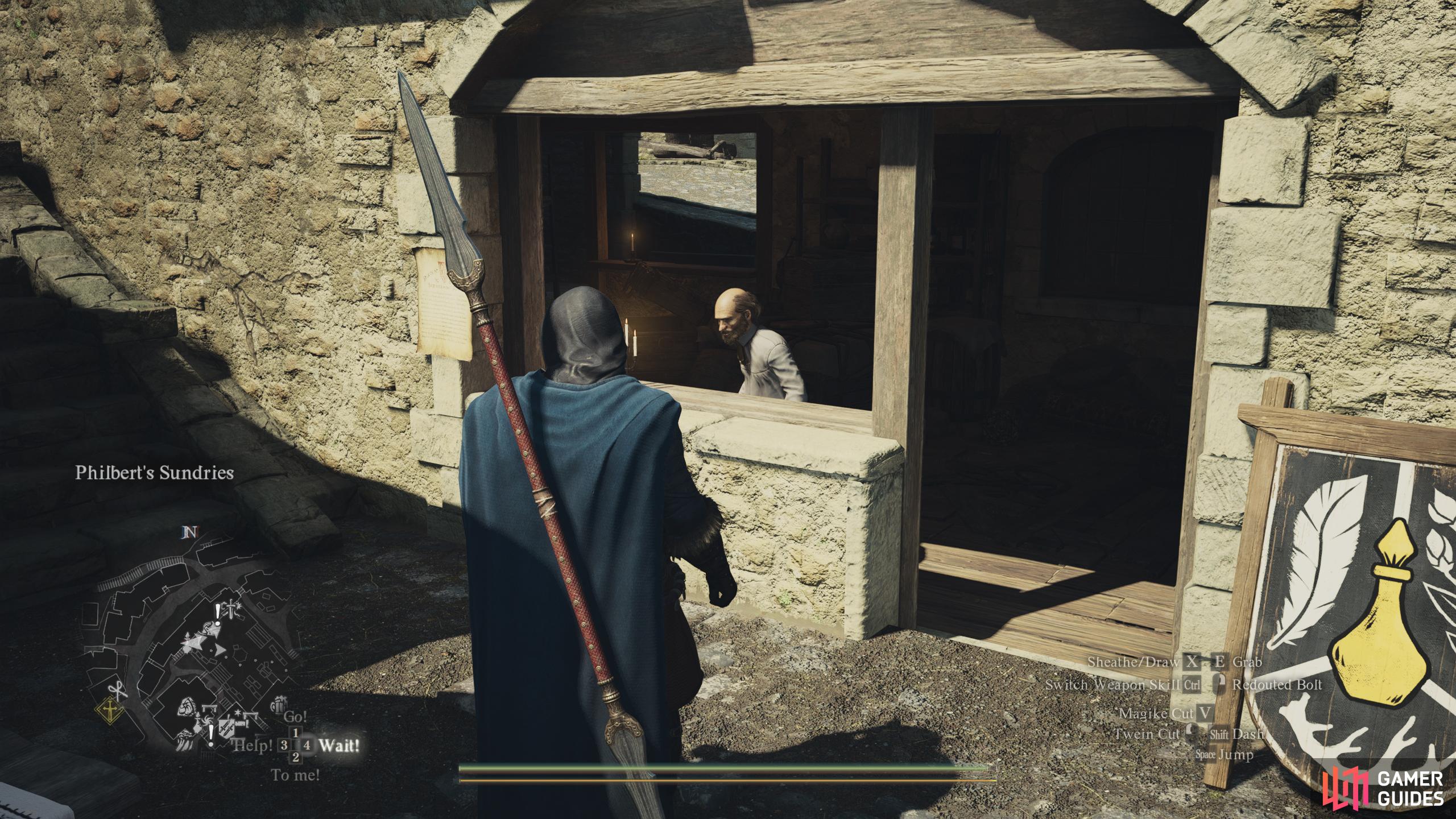 You’ll find Philbert’s Sundries in the Merchant Quarter, near the Inn.