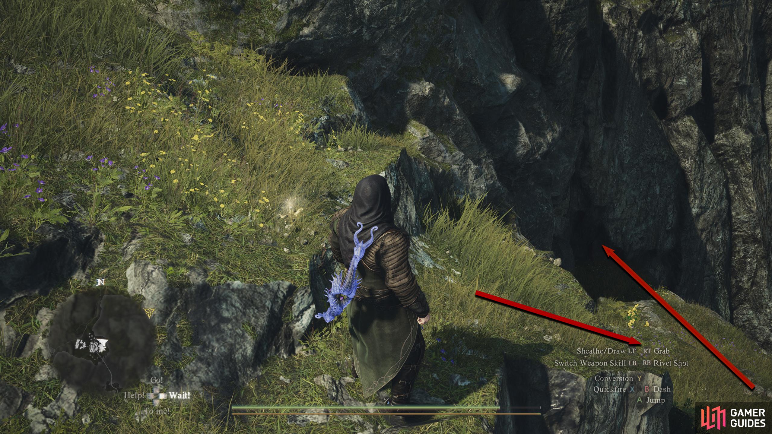 Head to the edge of the eastern cliff edge and follow the ledges into the shrine.