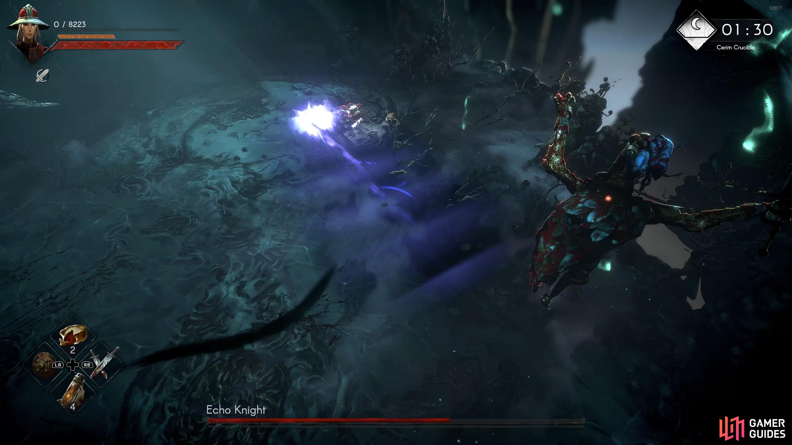 Orb Barrage: Finally, it’ll leap into the air and let off one more orb.