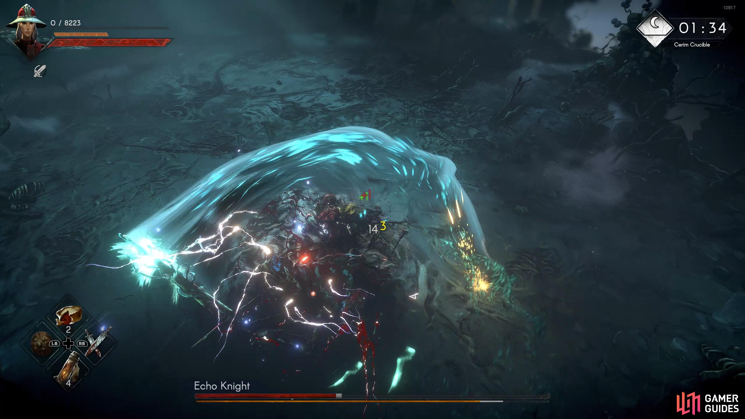 Throughout the battle, the boss can perform a swipe attack.