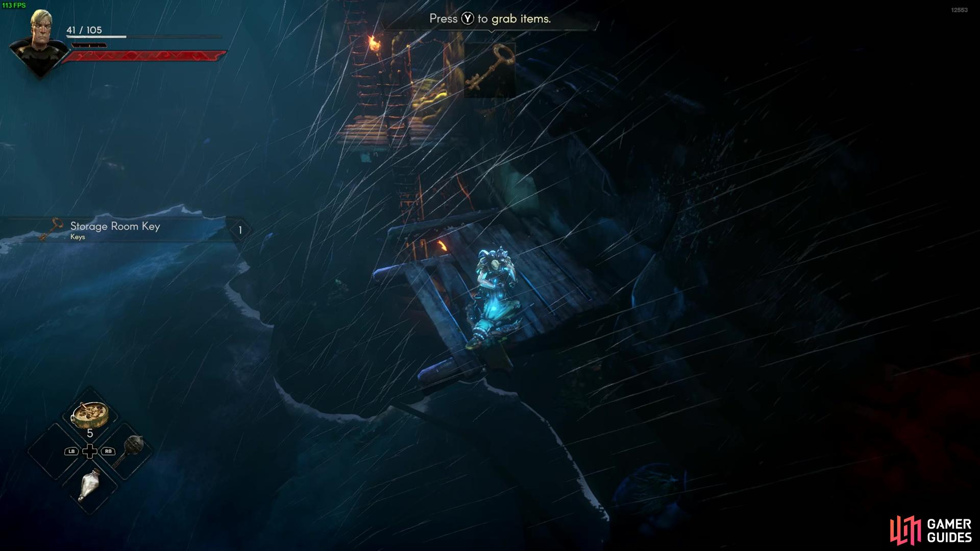 Drop down the wooden ledges to find the Storage Room Key Location in No Rest For the Wicked.