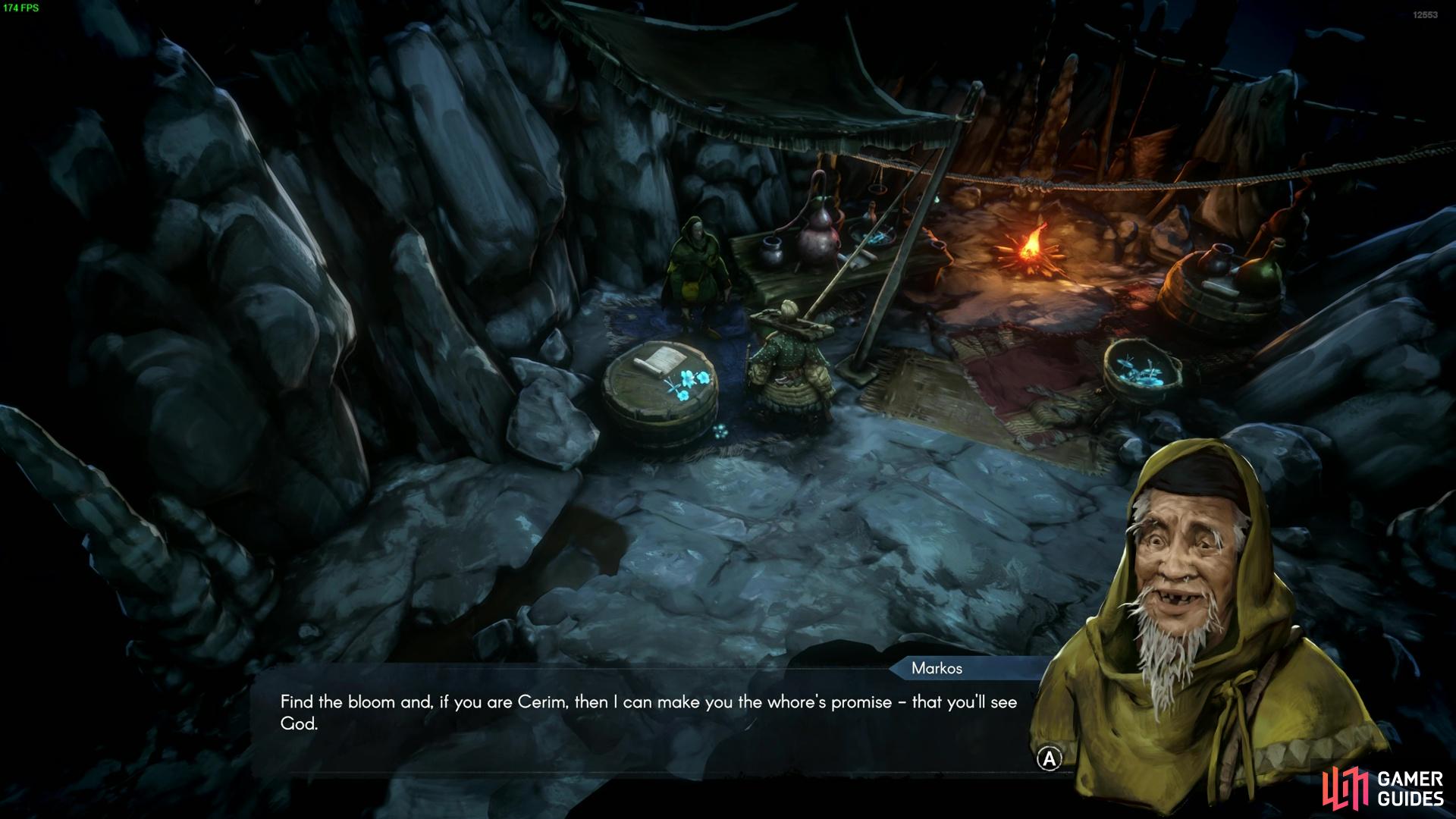 Inside the cave is a quest giver that allows you to start the Potion Seller Quest.