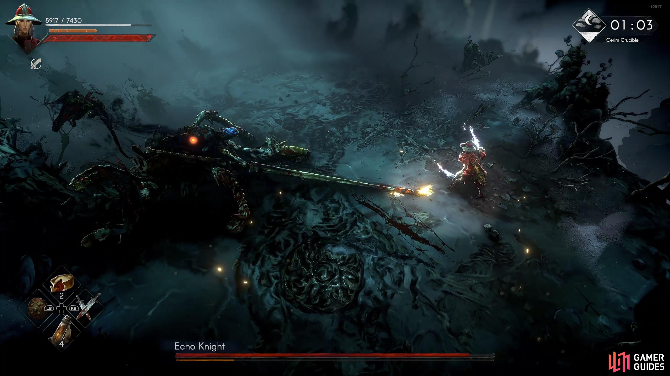 Twin Thrust: The boss will thrust at you with their spear twice. 