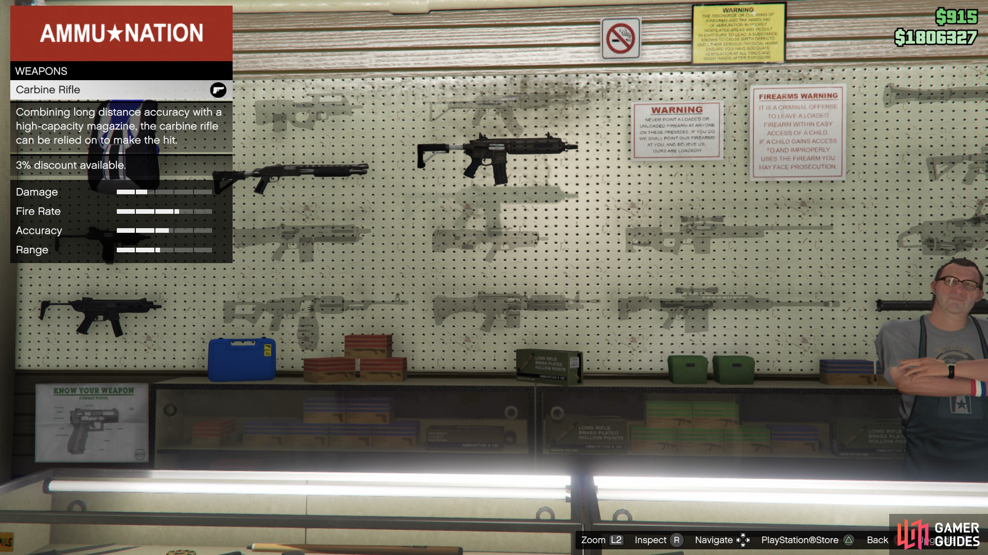 then purchase some weapons from the Ammu-Nation Store 
