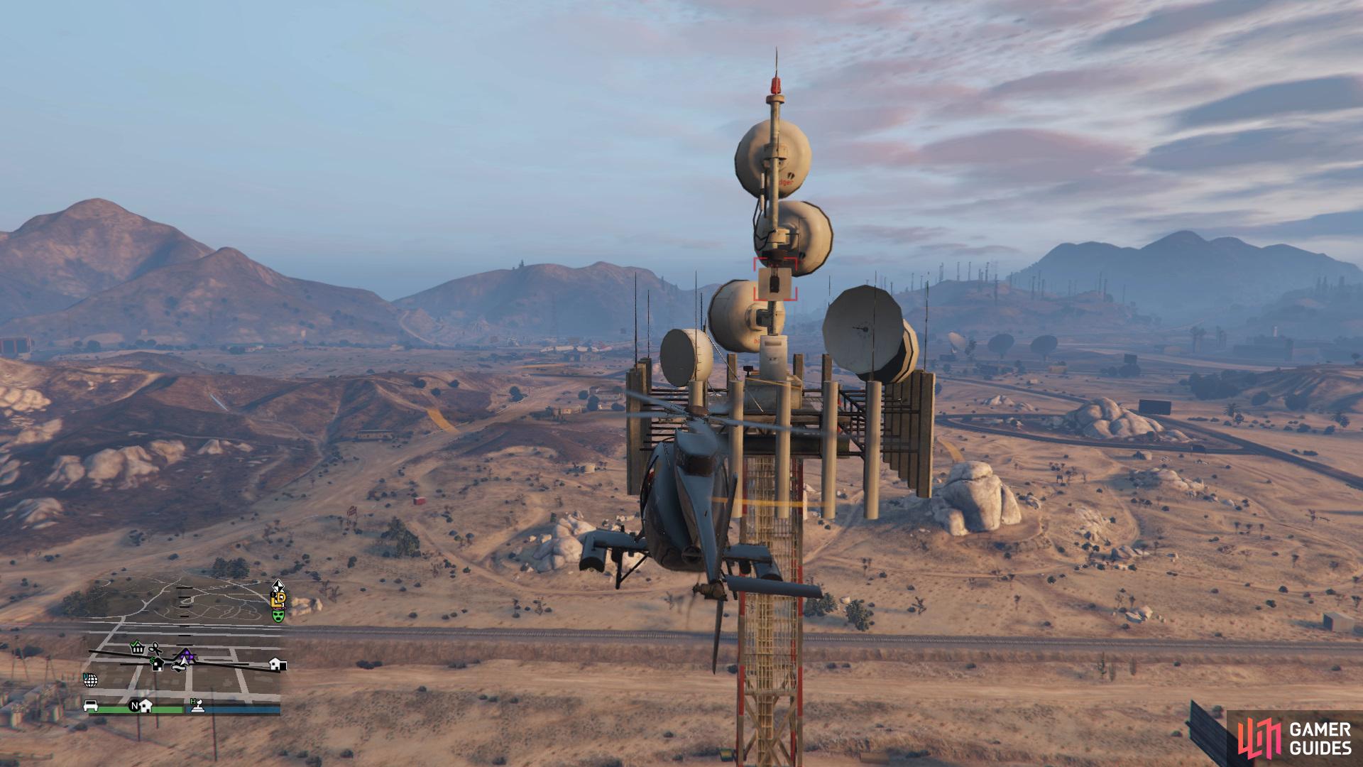 to find the signal jammer on the signal tower.