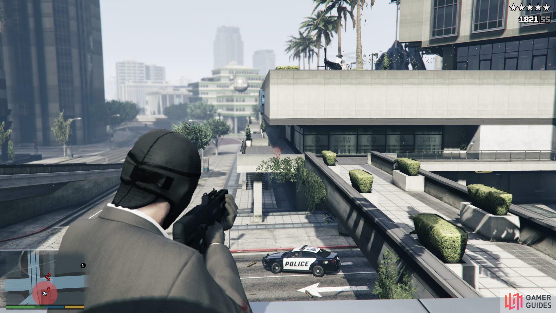 then take out the police whilst making your way down to the parking lot.
