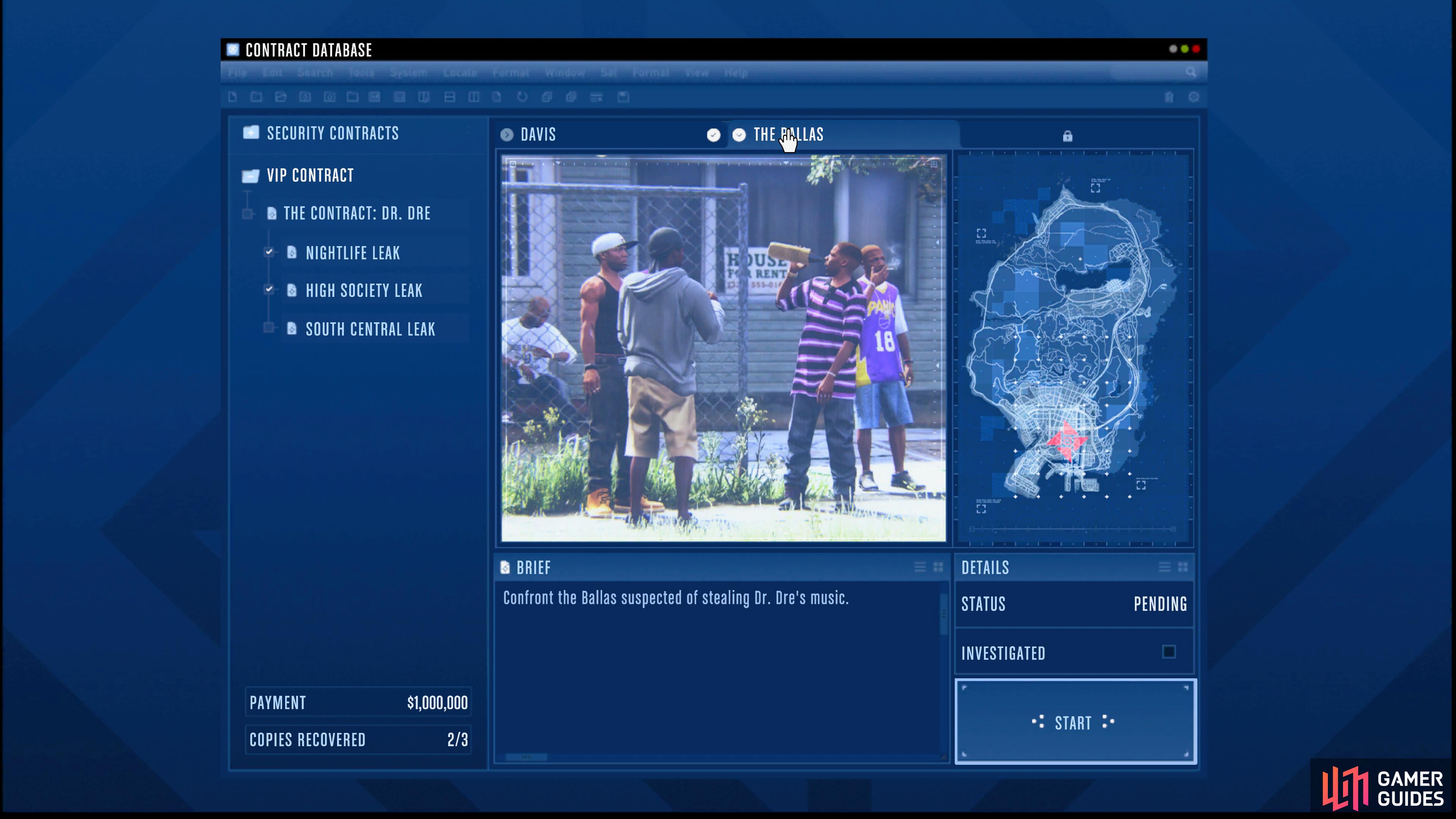 Start The Ballas from the Contract Database.