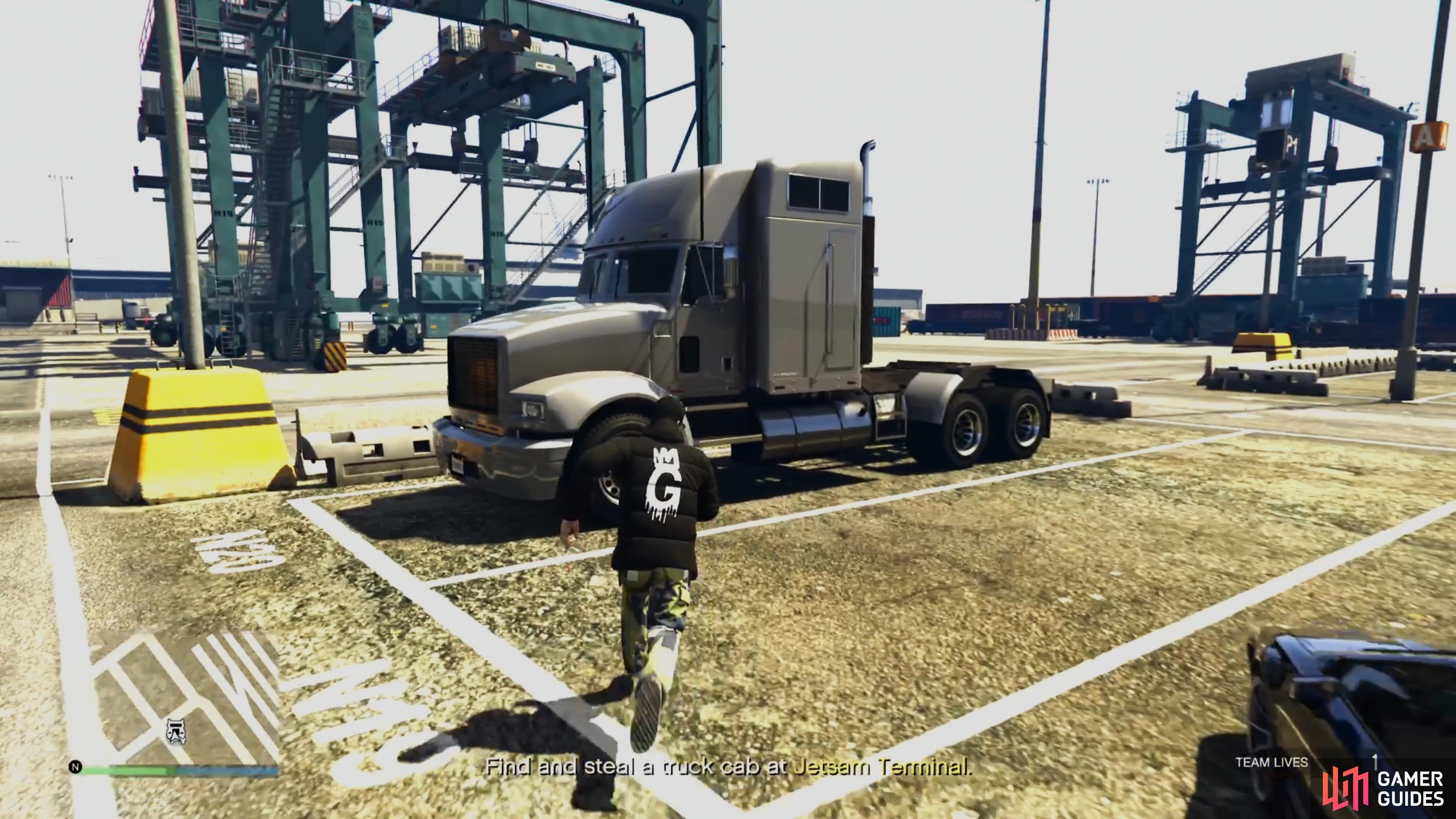 Head to the Jetsam Terminal and pick up a Truck Cab, then collect the Trailer.