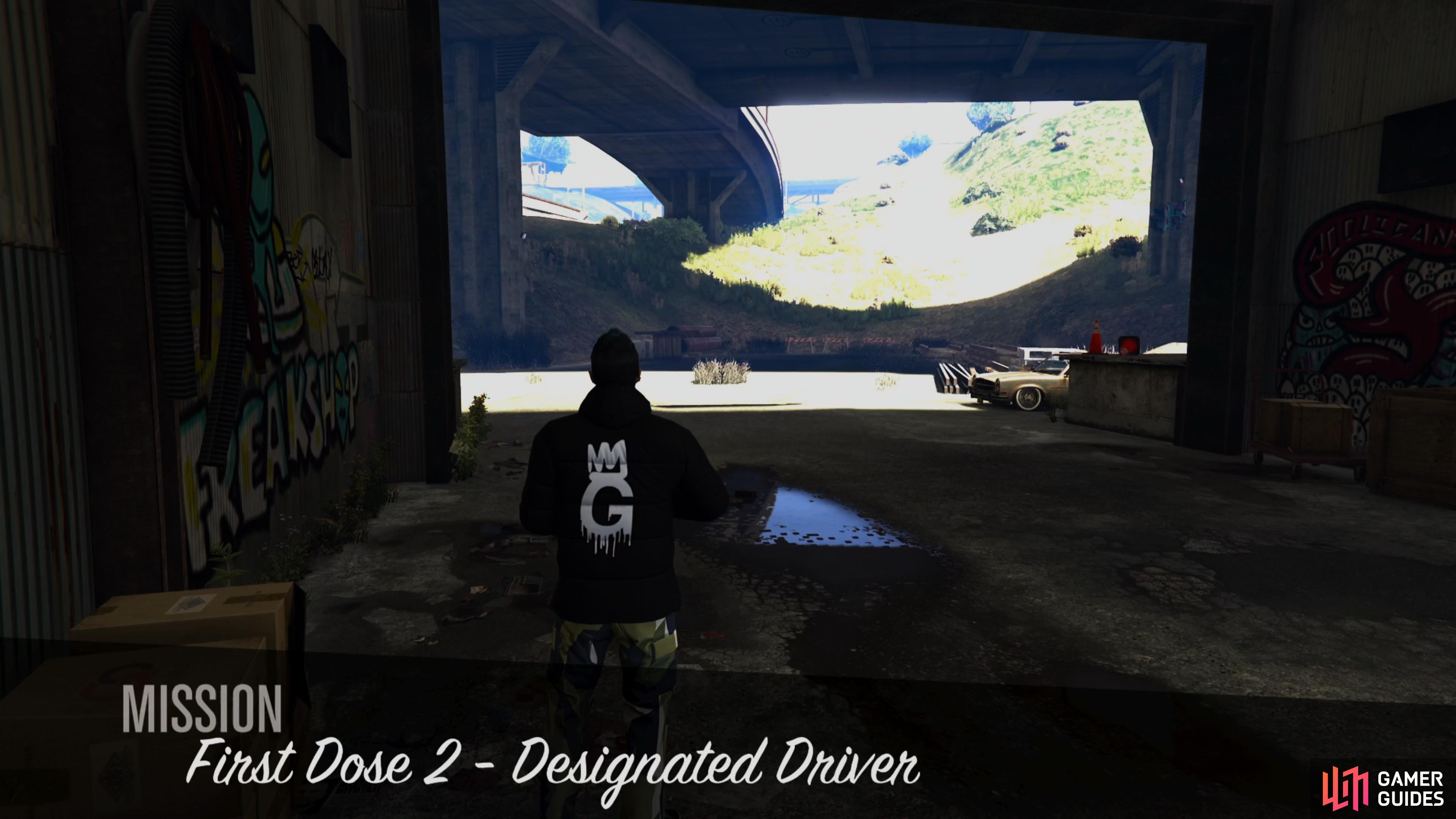 You can start the  Designated Driver Mission from the Abandoned Warehouse.