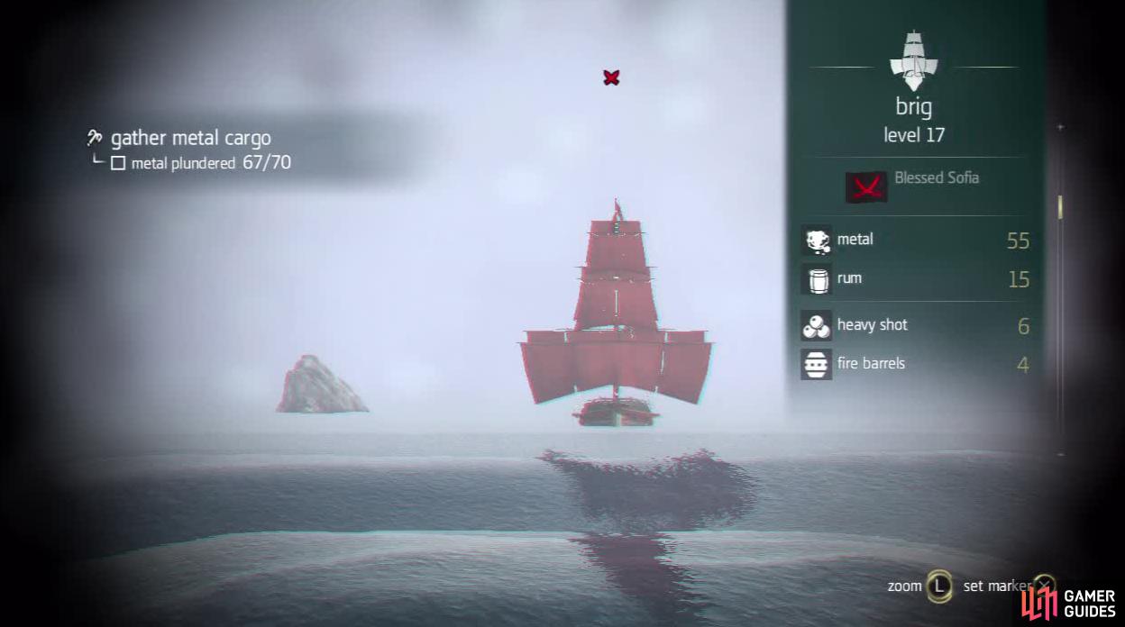 Hunters can be denoted by their red sails. They will also show up as red crossed swords on the HUD.