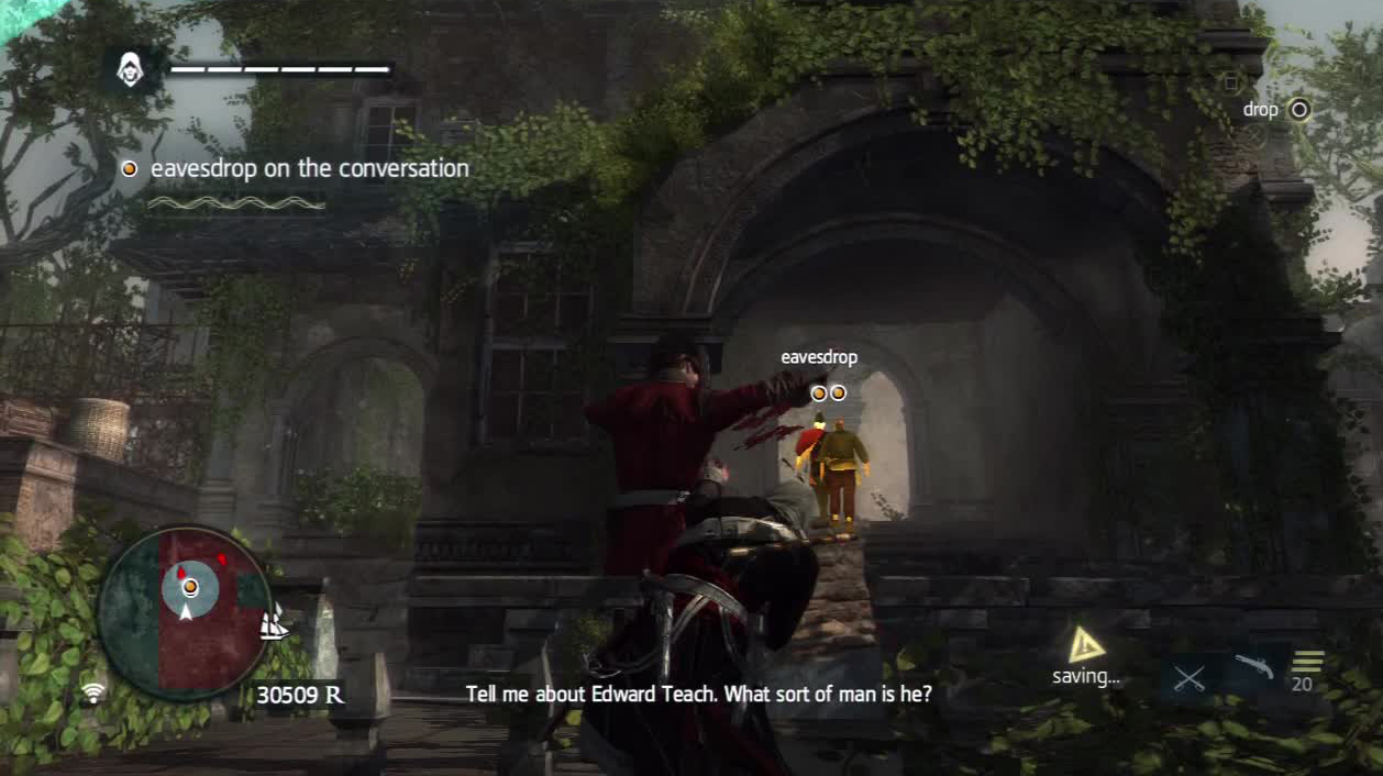 It is easy to do a ledge assassination on this guard to enable you to continue without being detected.