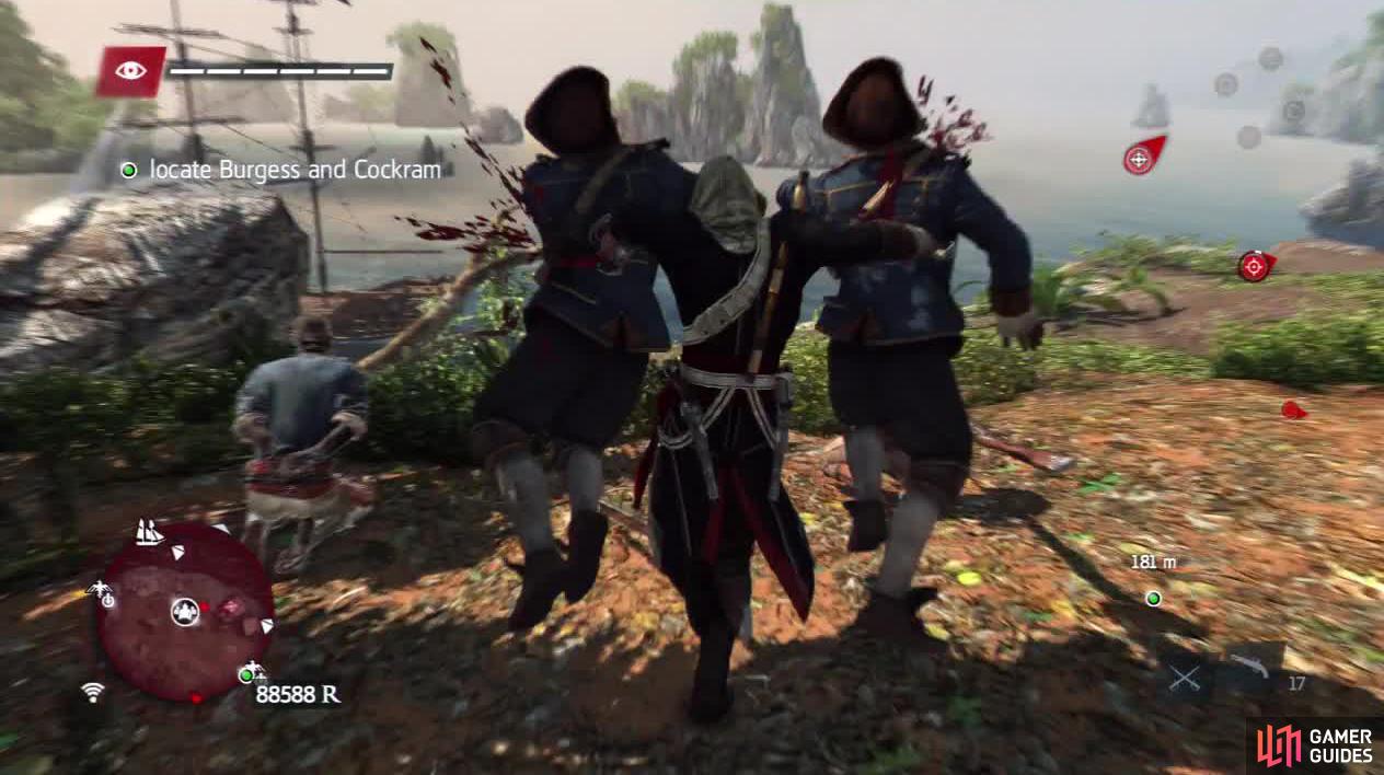Run up as fast as you can to double-assassinate the two Gunners stood over the prisoners before doing anything else.