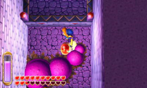 To make things harder, the boss room is small and the walls will move in to make it smaller still! If you're feeling brave, jump in and use the Hammer to stun Moldorm; otherwise, rain bombs from your vantage point. It's easier to hit Moldorm with bombs when the walls close in and it has limited space to move around.  With normal bombs, it will take while, so we hope you upgraded them! After Moldorm has been exterminated, a red warp tile will appear; step on this to return to Floor 3F. One of the four corners of the big door will also light up.