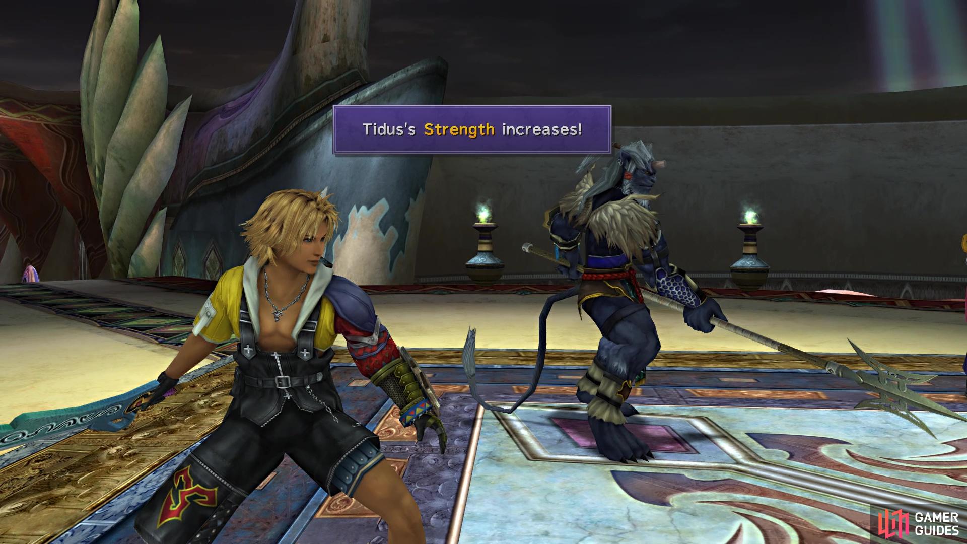 Use the Trigger Commands to get some stats for Tidus, Auron and Yuna