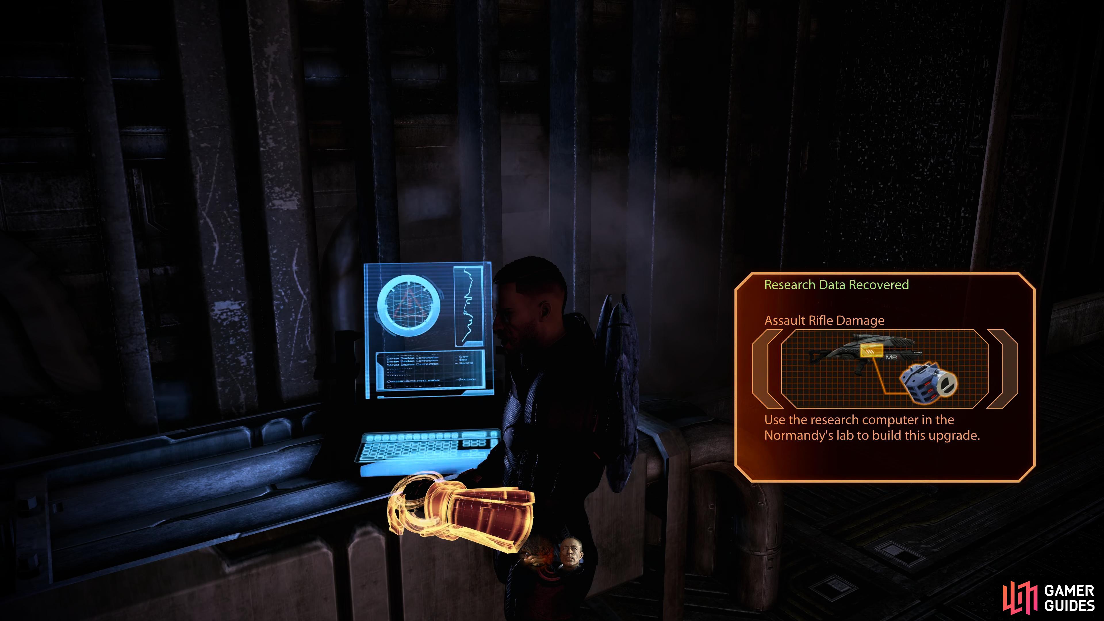 and an Assault Rifle damage upgrade can be obtained from the Research Terminal