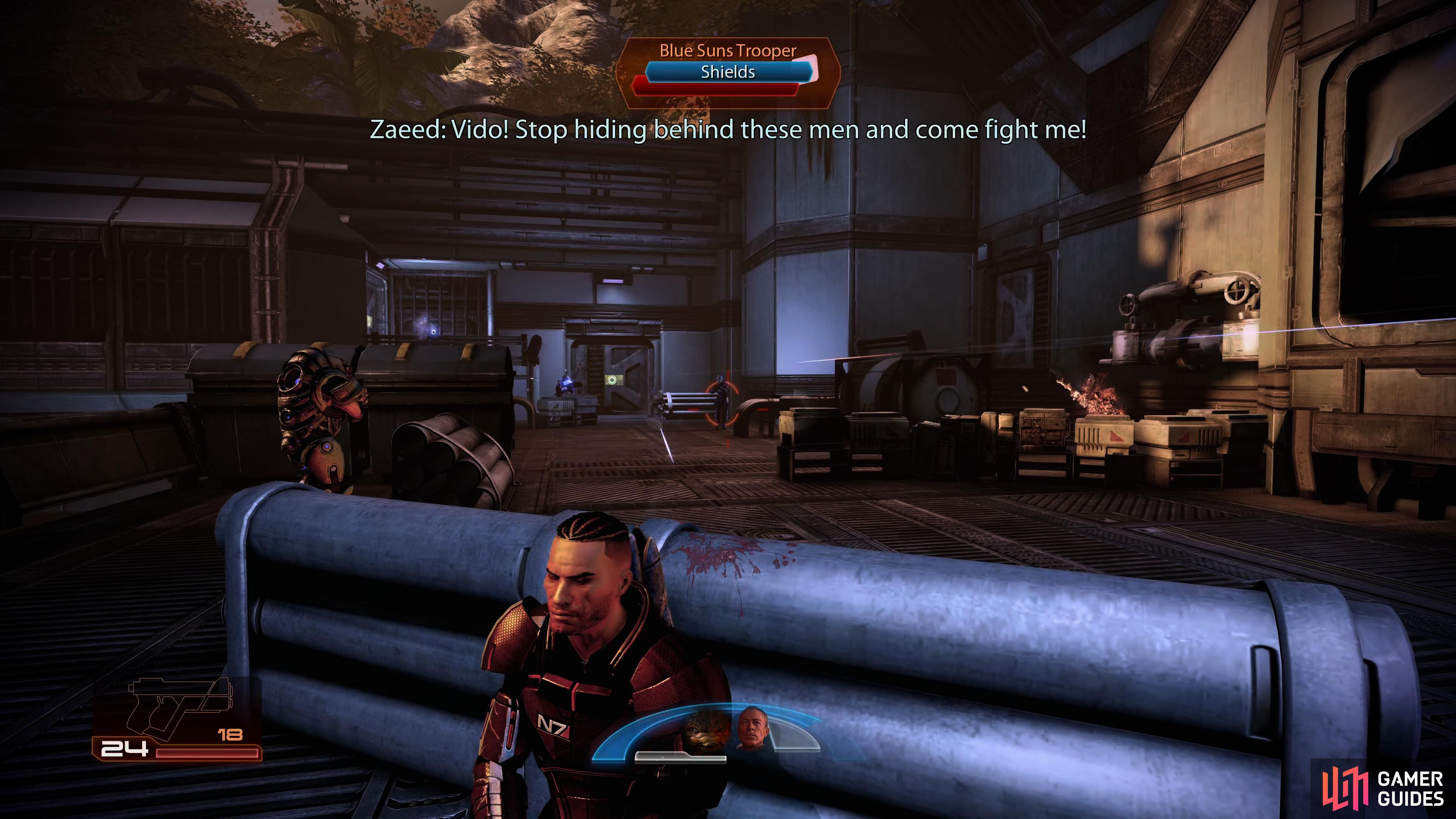 When there's one enemy left, a second group will spawn, with a Heavy coming out of the door on the back left.