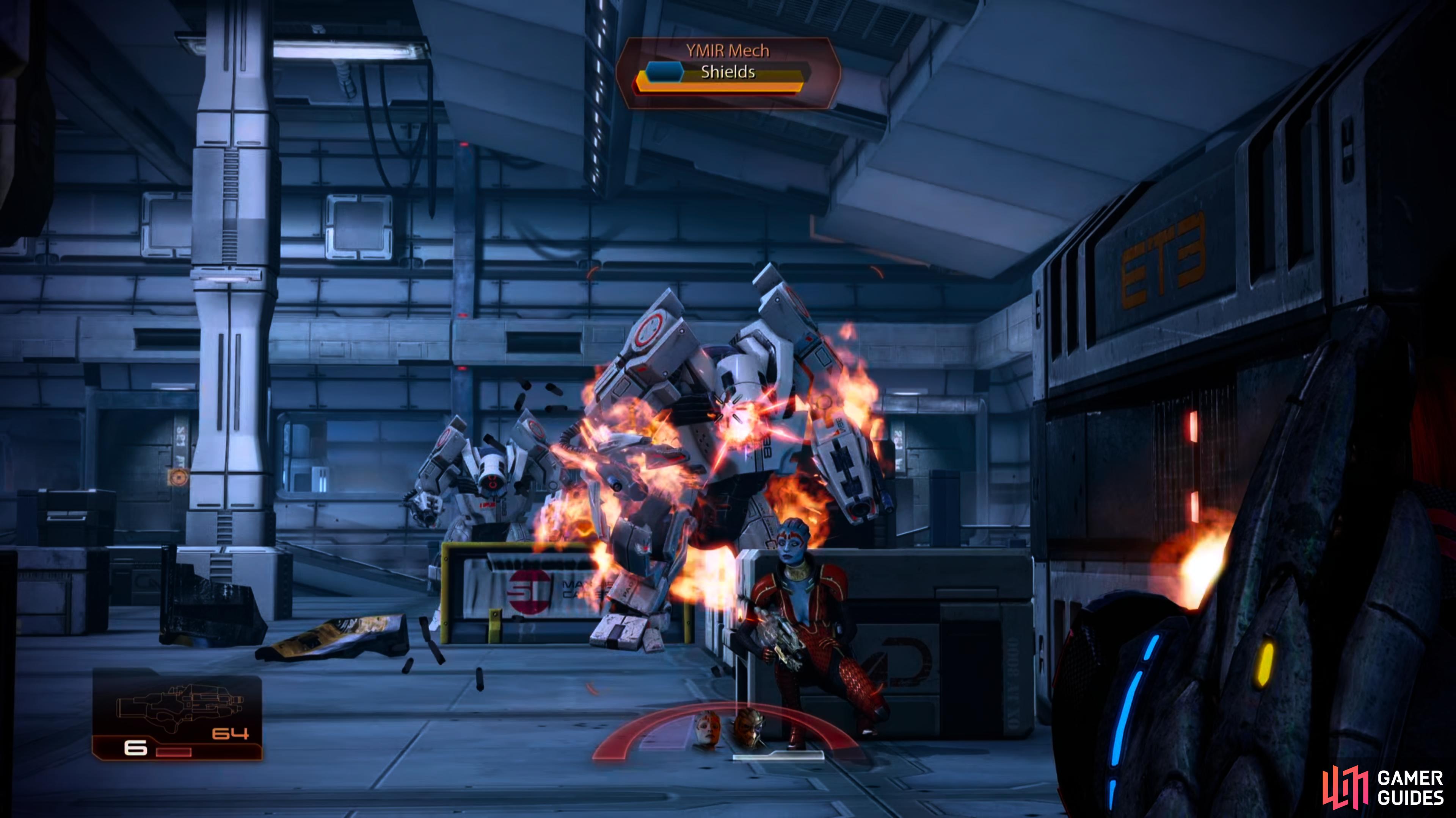 In the cargo room, you'll need to dispatch a pair of YMIR Mechs,