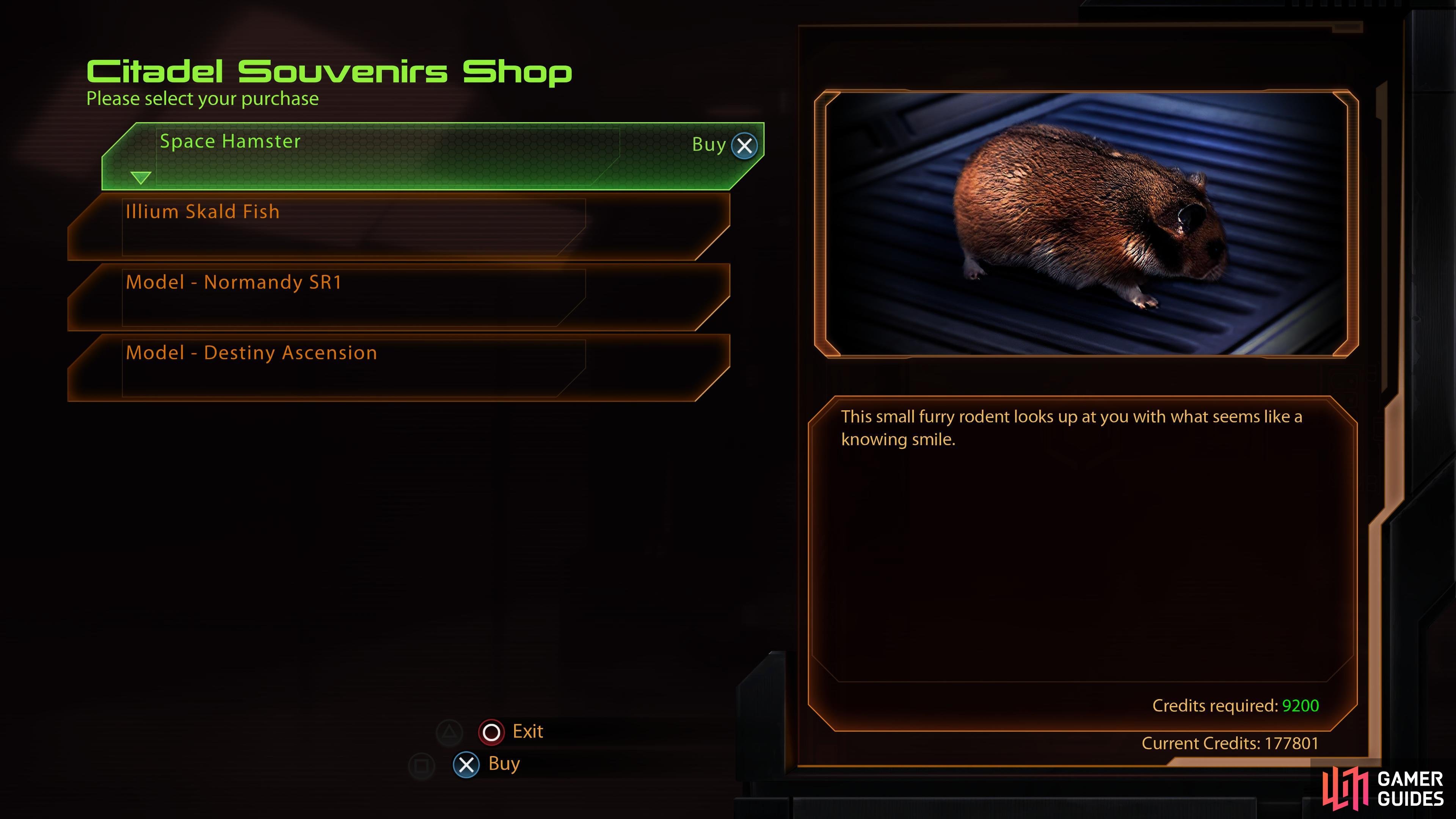 where you can pick up a variety of collectibles - including the Space Hamster.