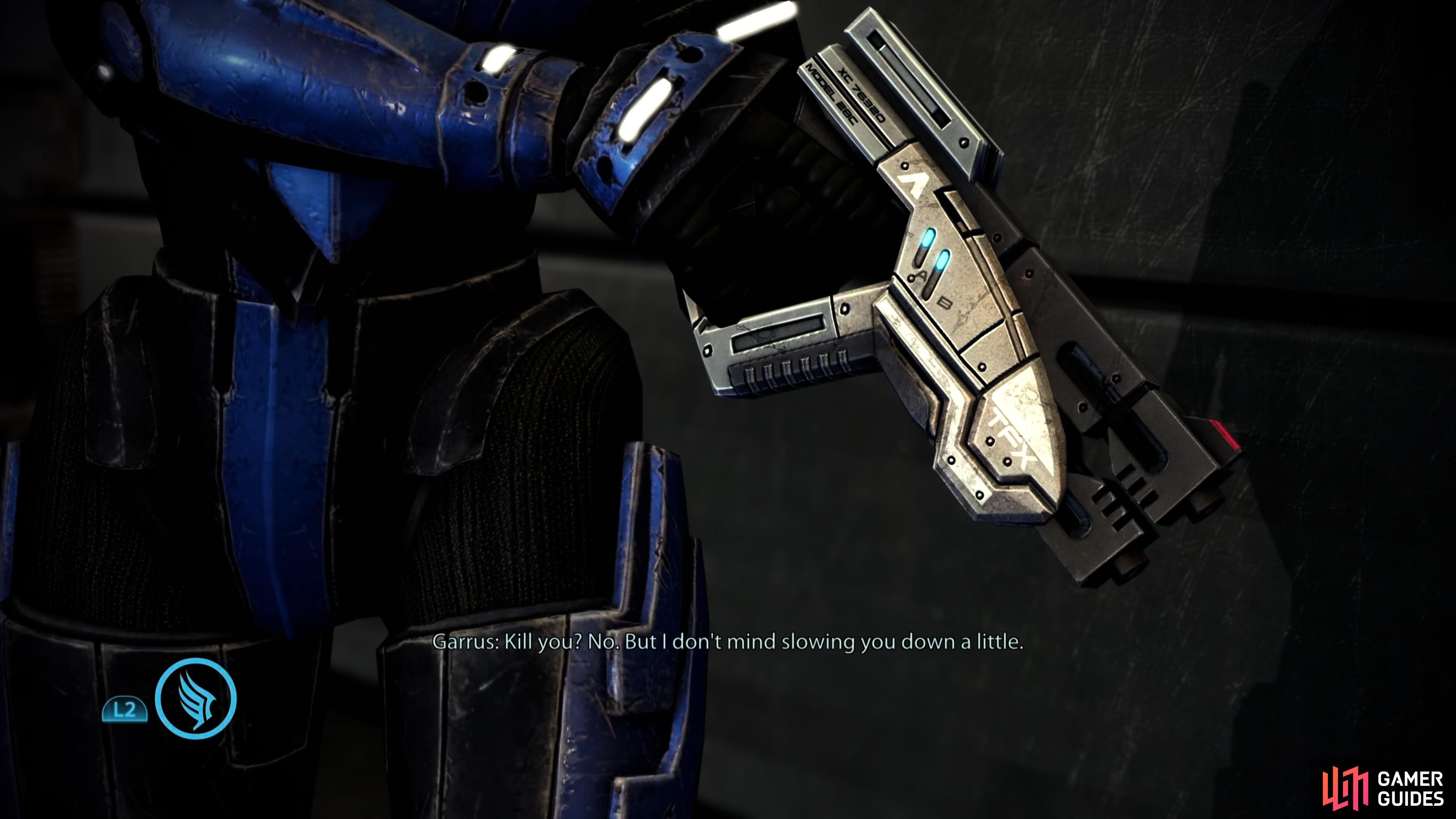 During your confrontation with Harkin, you can restrain Garrus with a Paragon interrupt.