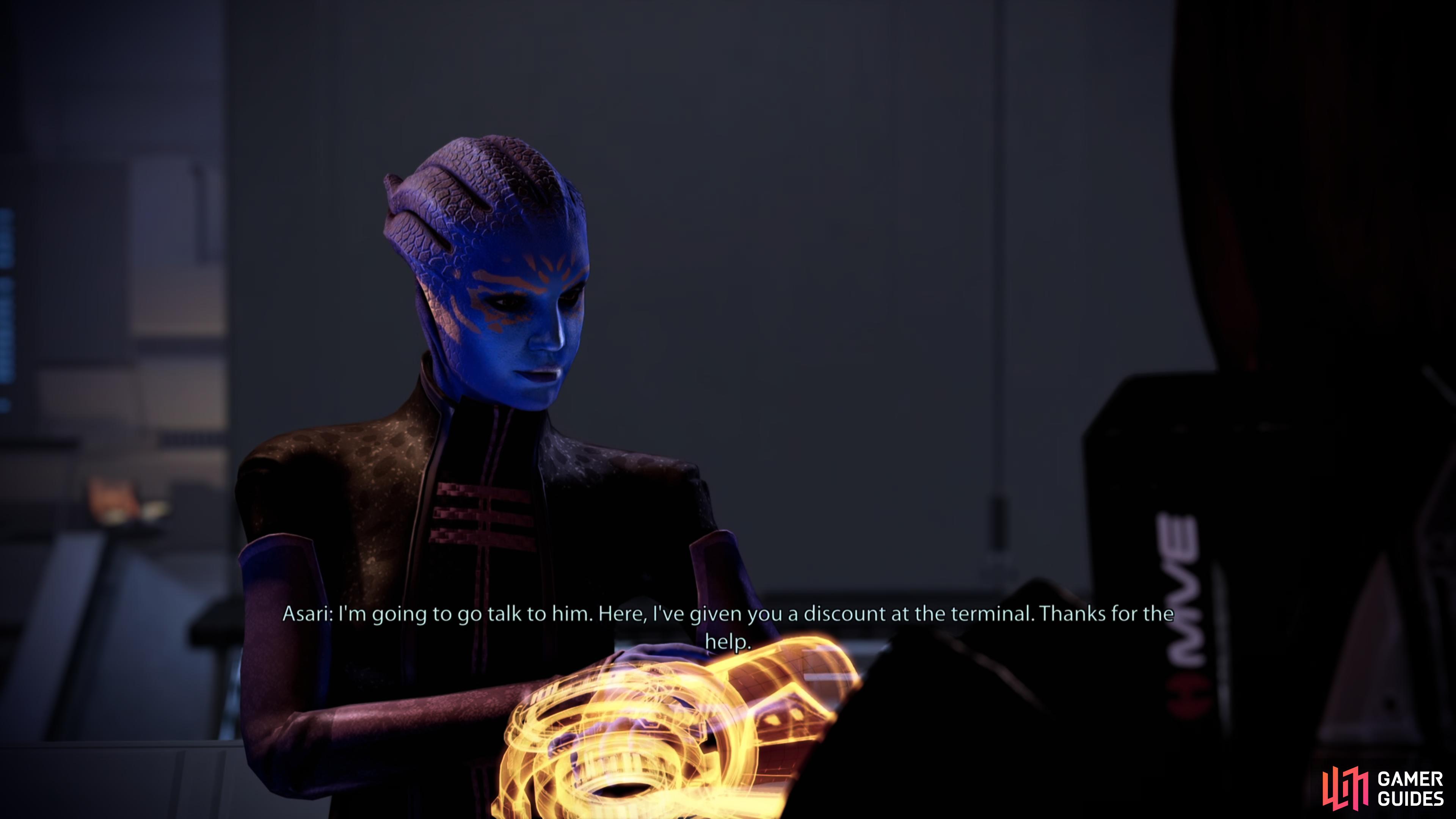 Convince the asari proprietress of the "Memories of Illium" kiosk to make a decision regarding her boyfriend to complete this assignment.