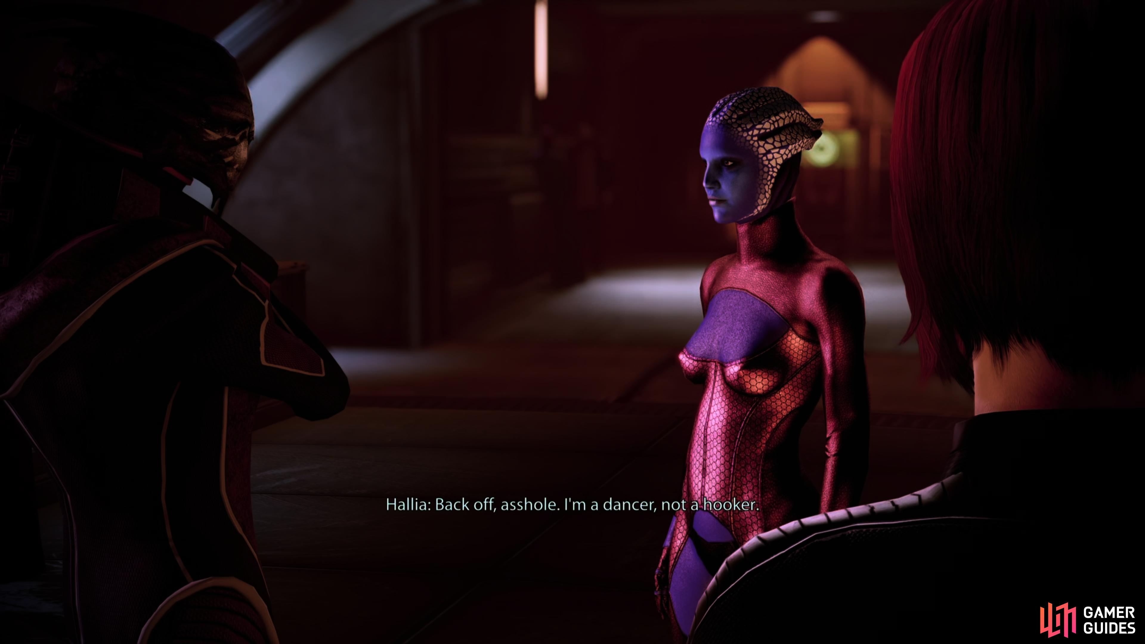 If your taste for violence isn't sated yet, you can beat up a turian aggressively pursuing a dancer,