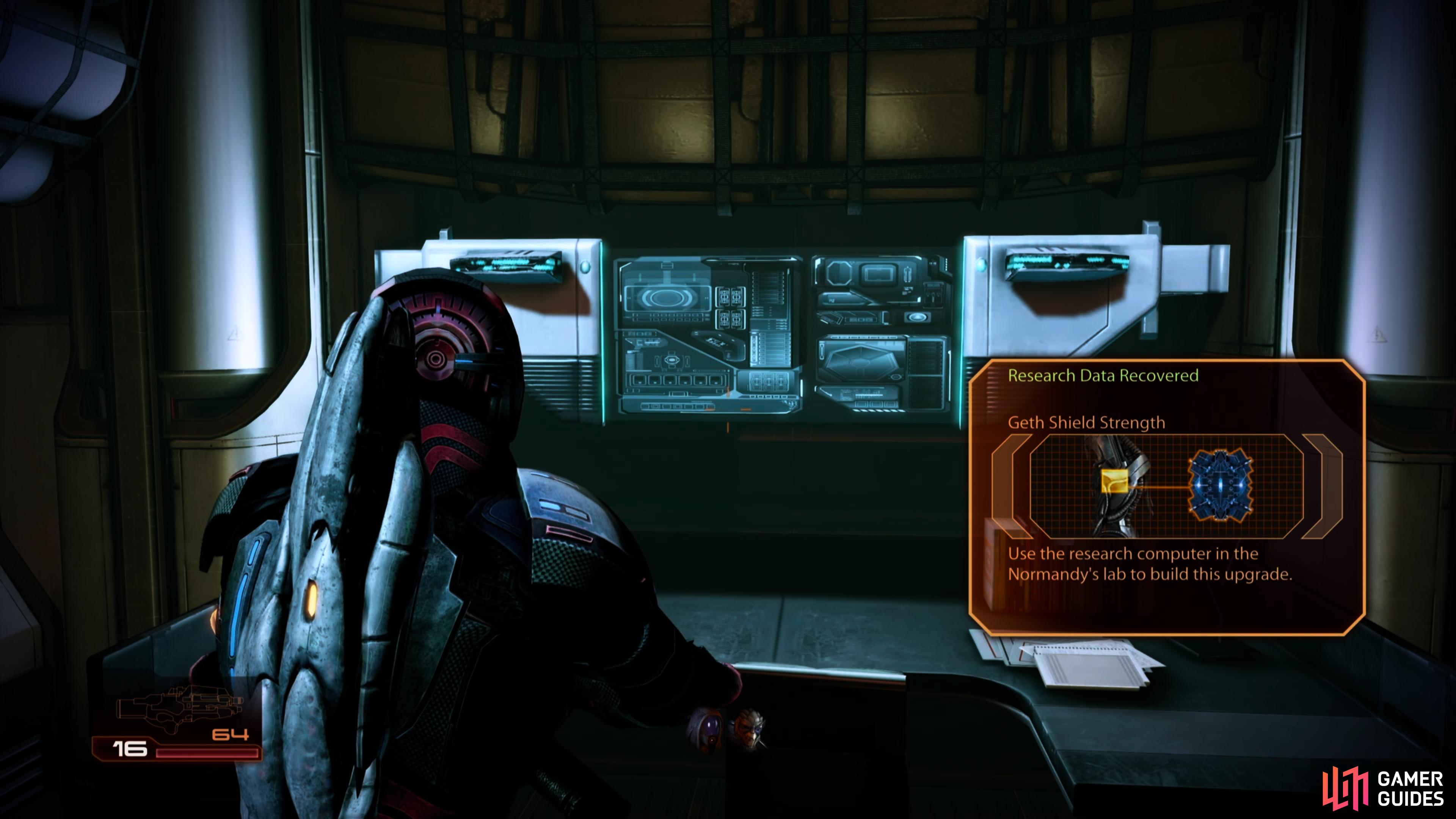 Keep an eye out for a terminal which will yield the Geth Shield Strength research project.