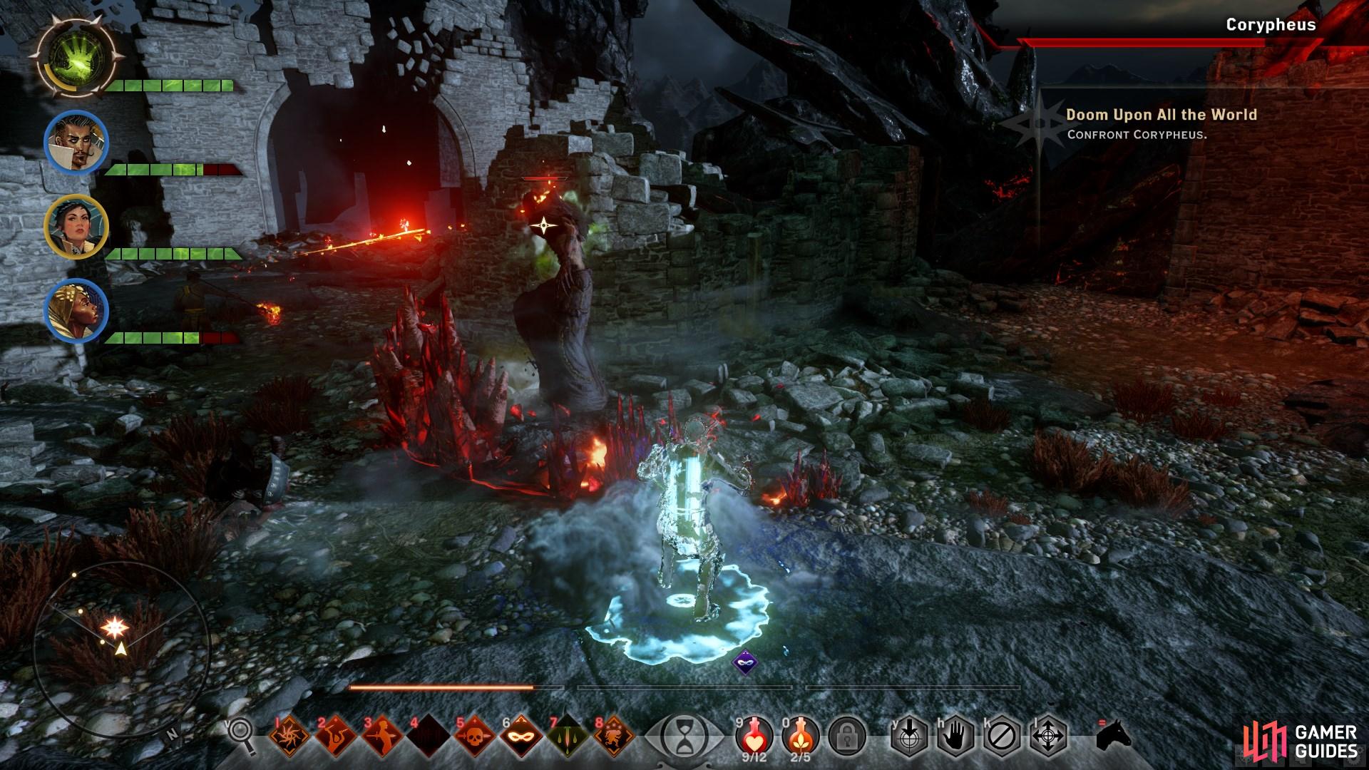 Avoid the walls of red lyrium as they spawn around you, which explode and inflict high damage.