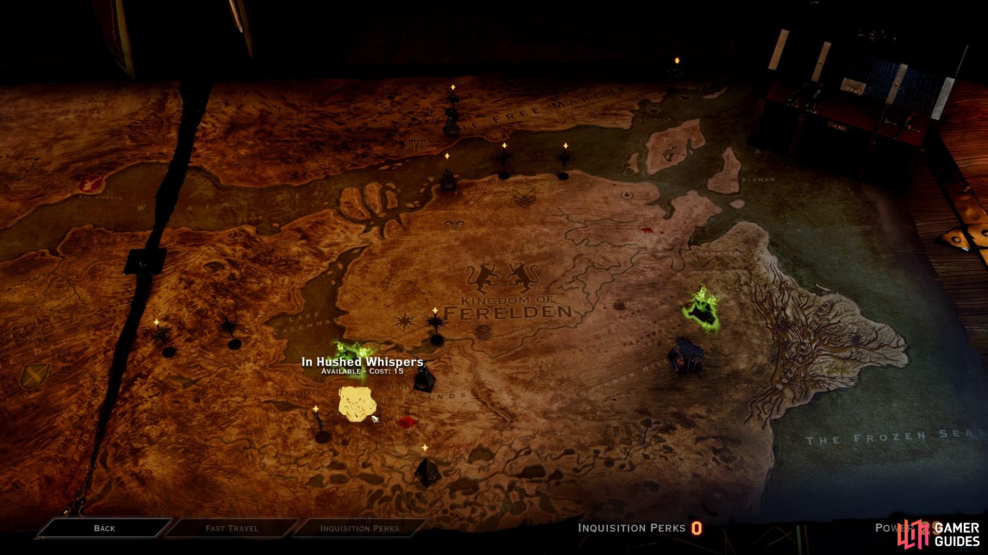 Select 'In Hushed Whispers' on the map to begin the quest with the mages.