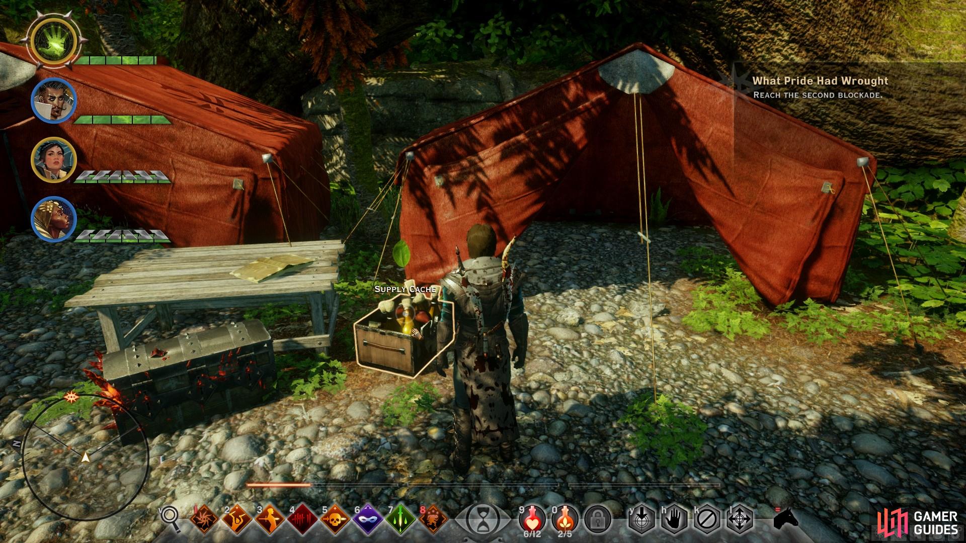Be sure to use Supply Caches whenever you encounter them in camps.