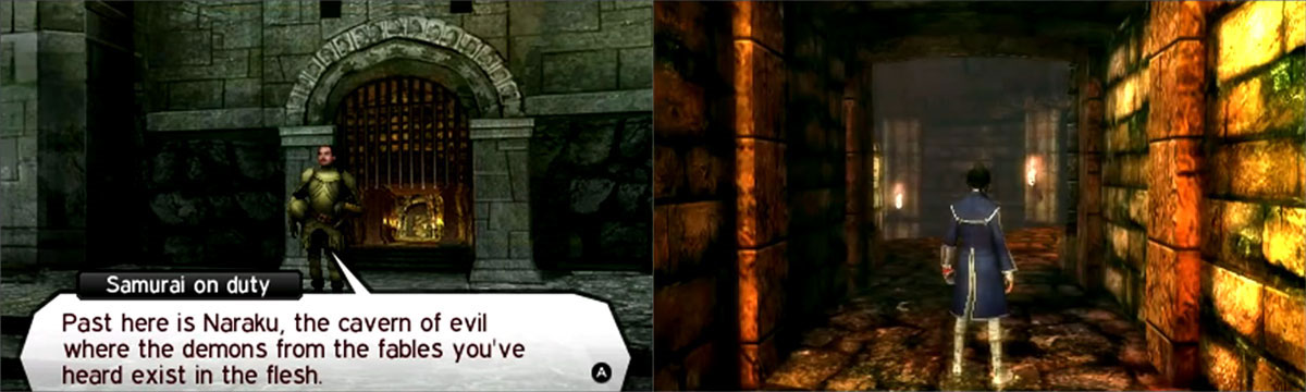 Inside dungeons (and other locations) you'll encounter demons by bumping into them.