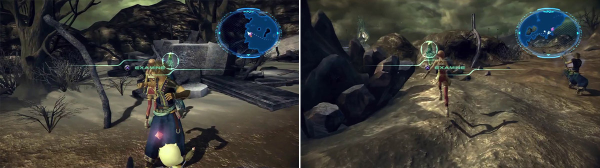 Location of Noel's message (left). Location of Serah's message (right).