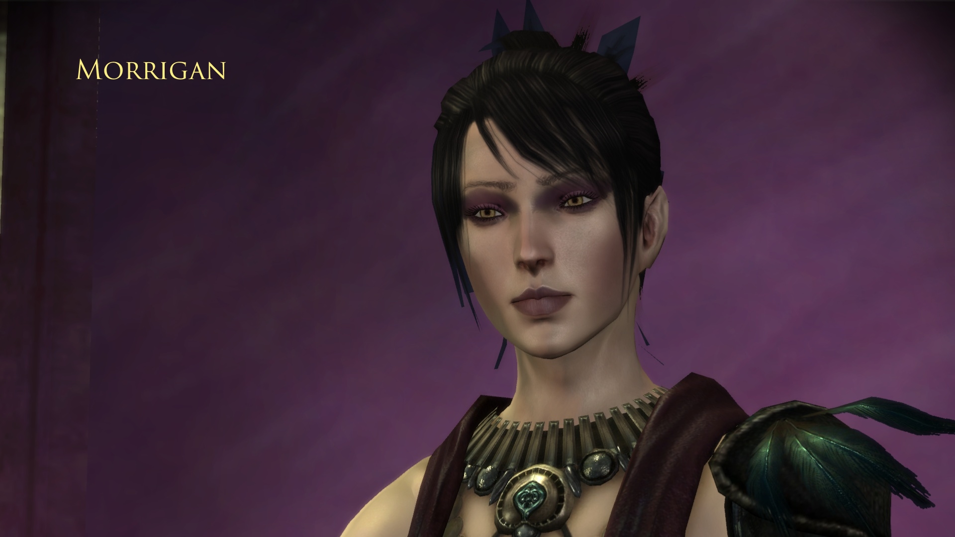 Morrigan is the cynical, cold and practical witch. She is also badass so don't mess with her.