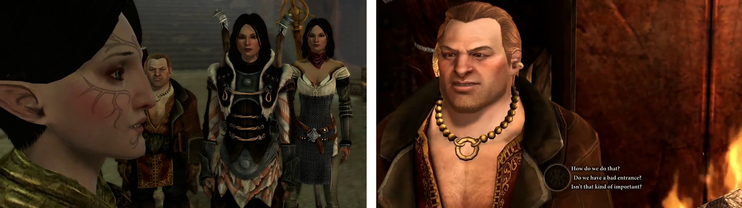 Merrill (left) and Varric (right).