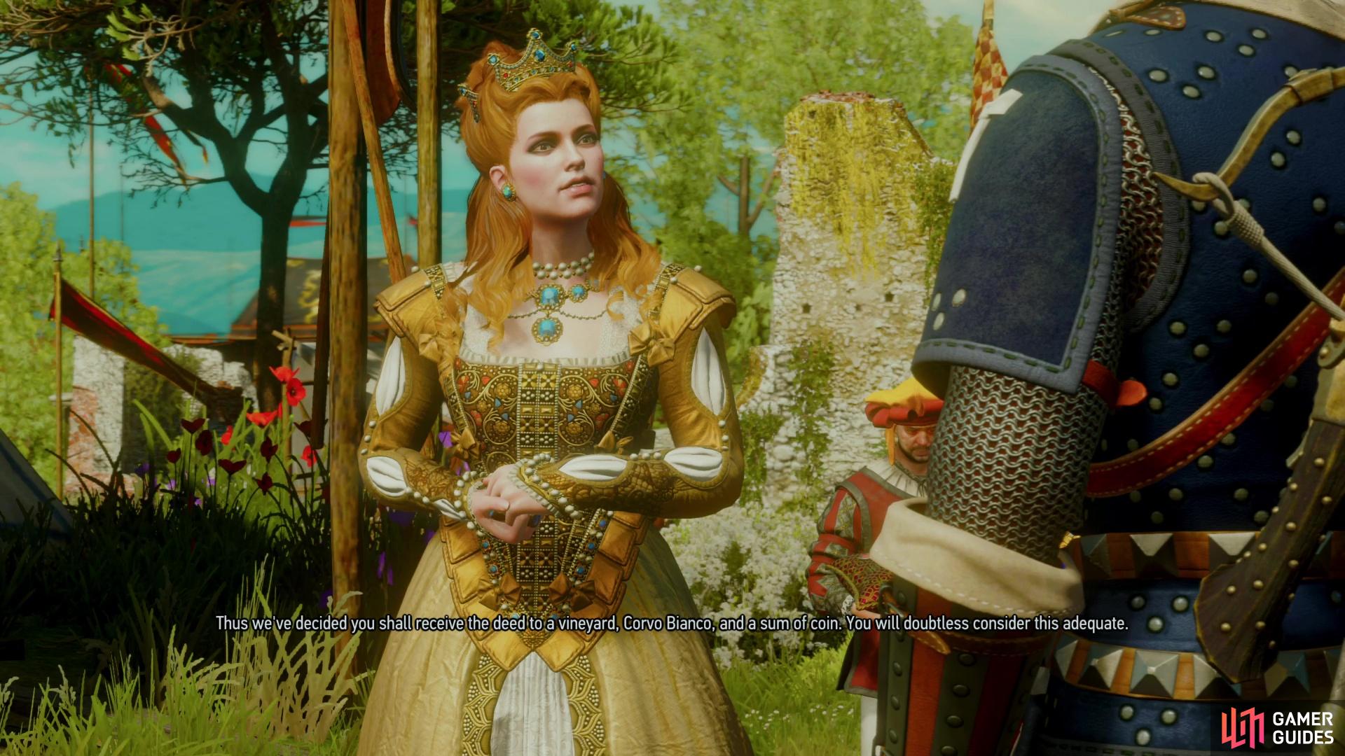 You'll be given the deed and key to Corvo Bianco, which you don't have the time to enjoy just yet.