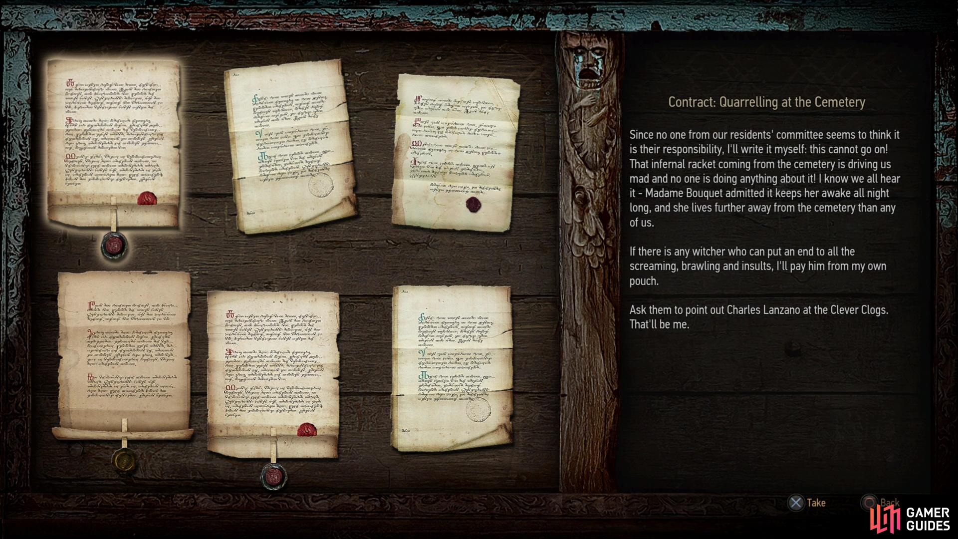 Start this quest by searching the Notice Board in Beauclair for the post Contract: Quarreling at the Cemetery,